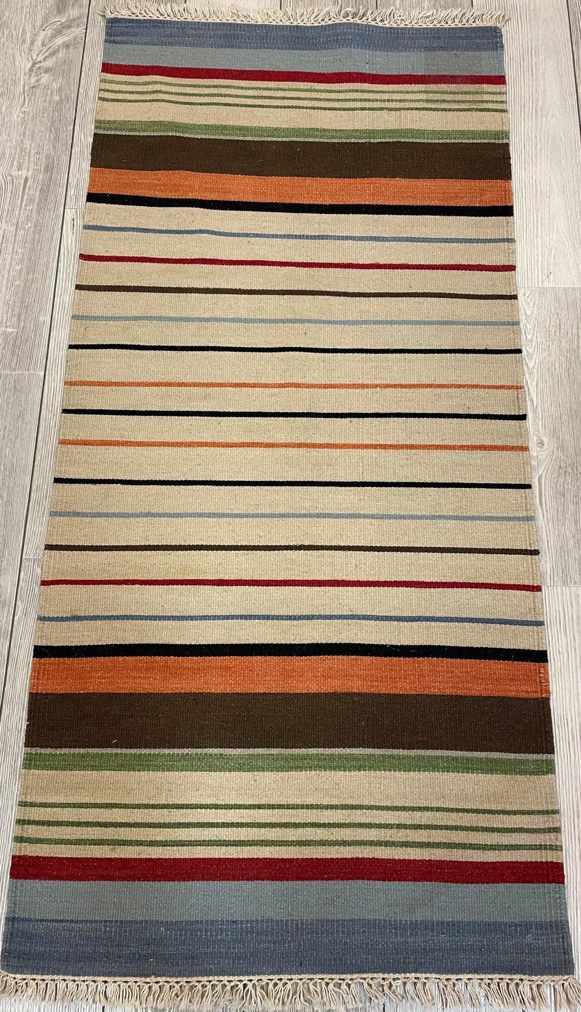 Modern Scandinavian Swedish hand-woven kilim rug 2'3''x4'6'' Ft