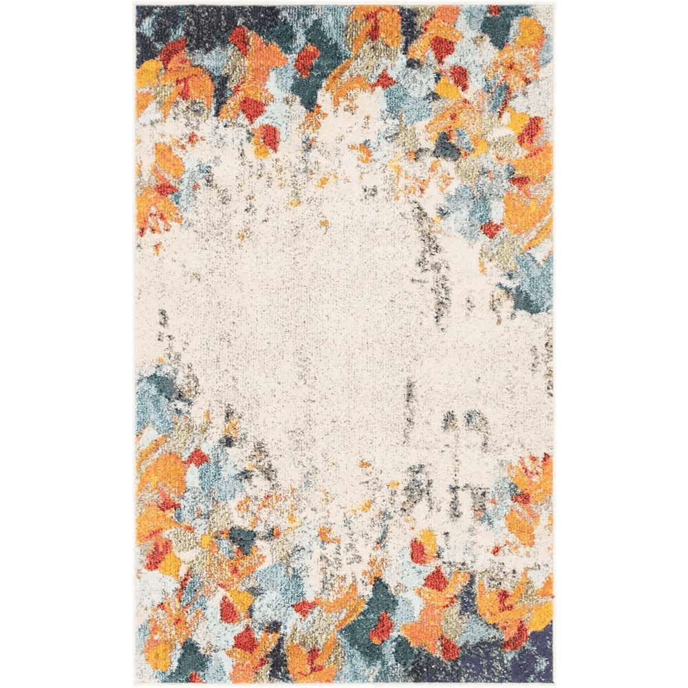 Modern designed coral chromatic rug