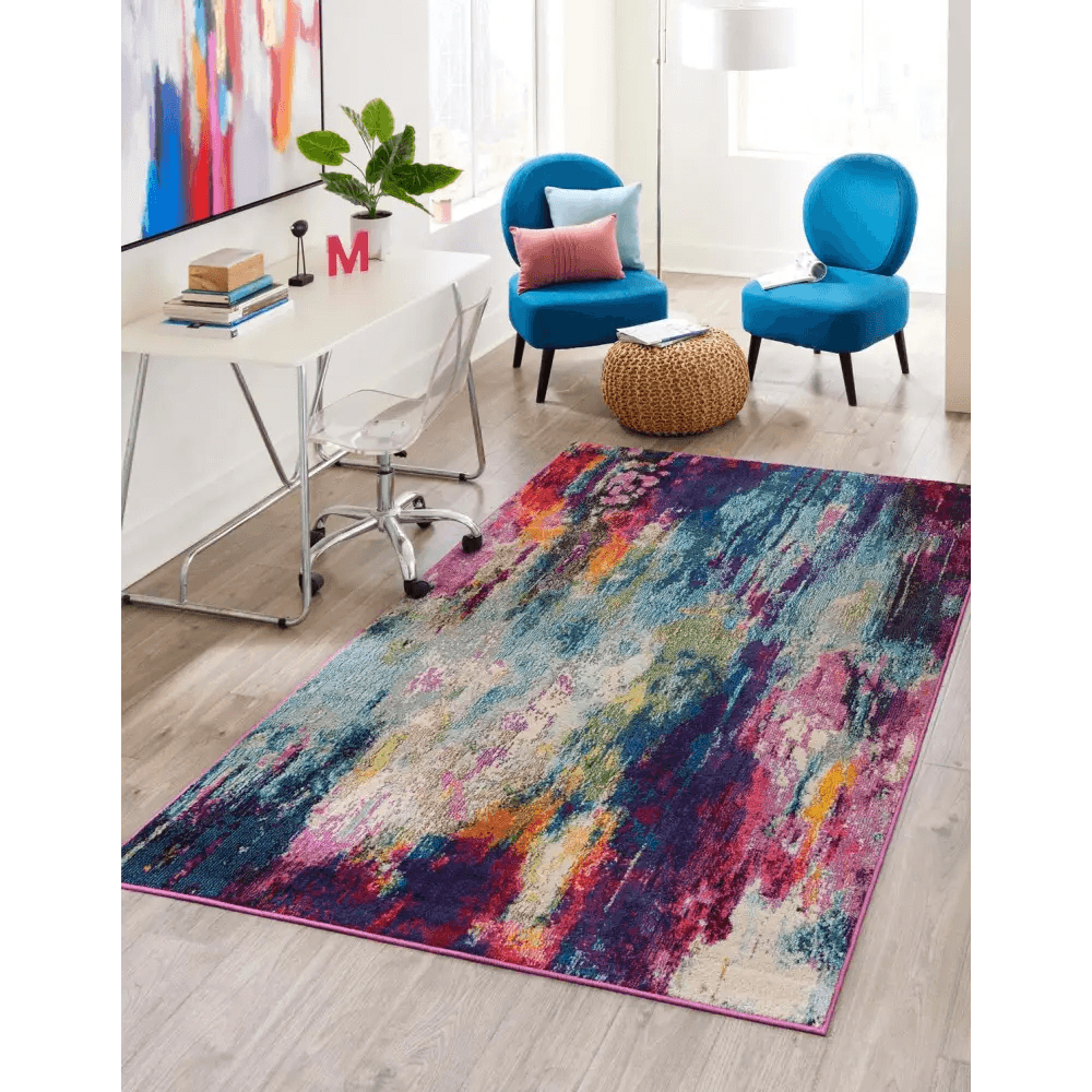Modern designed sunset chromatic rug