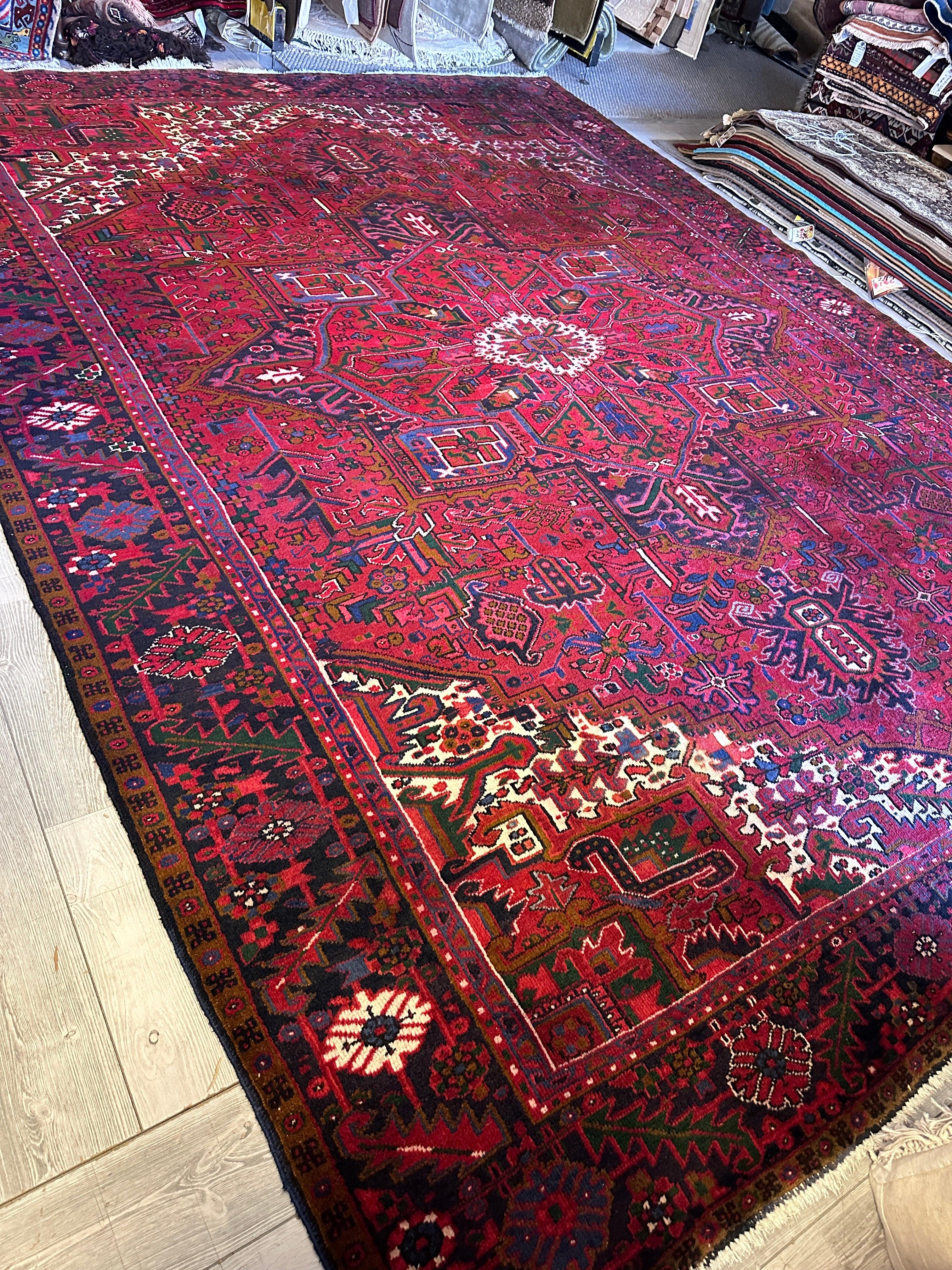 10x13 Heriz Rug Hand Knotted Persian