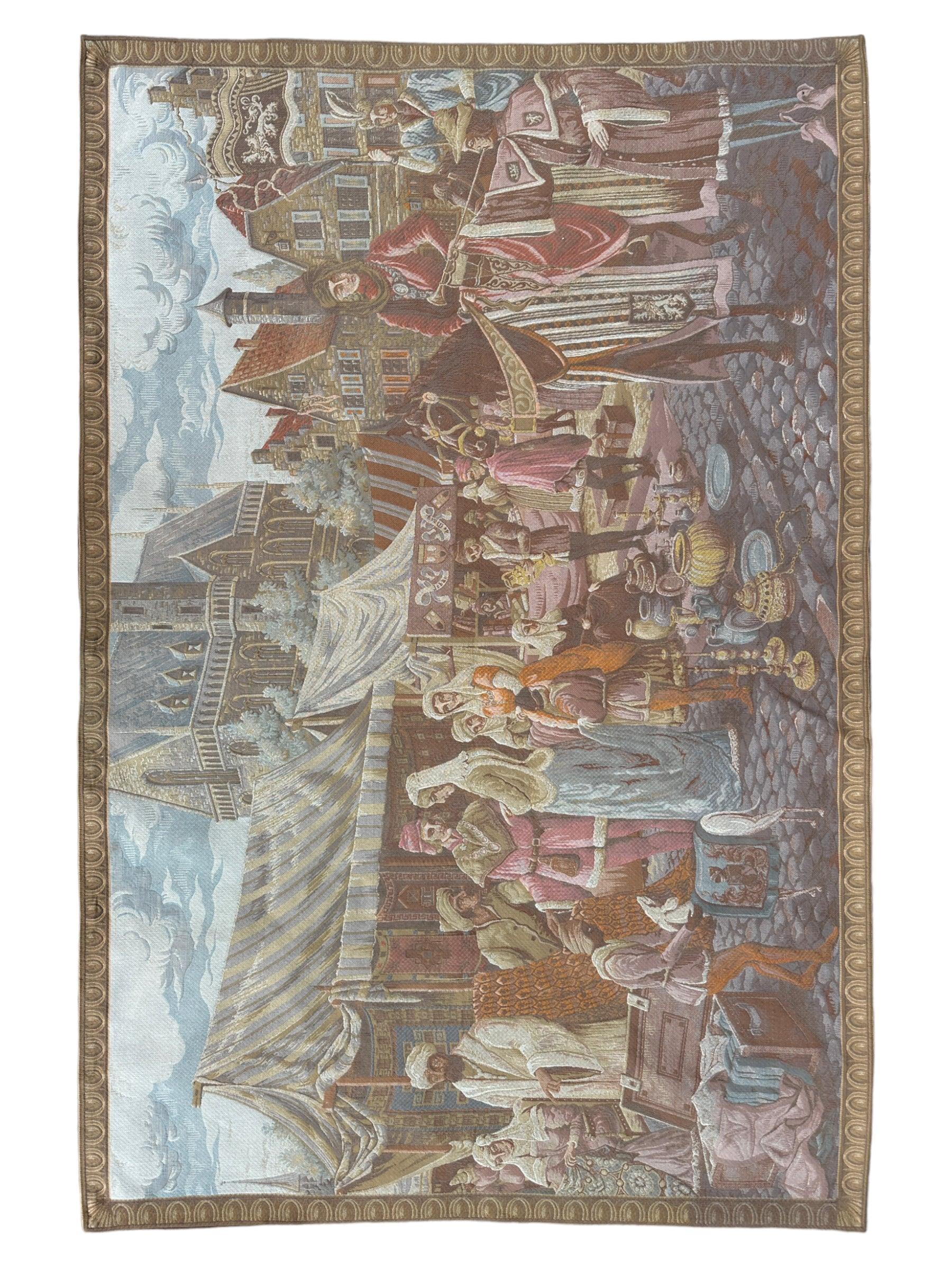 1990s Belgium Wall Tapestry 4'1” x 6’4”