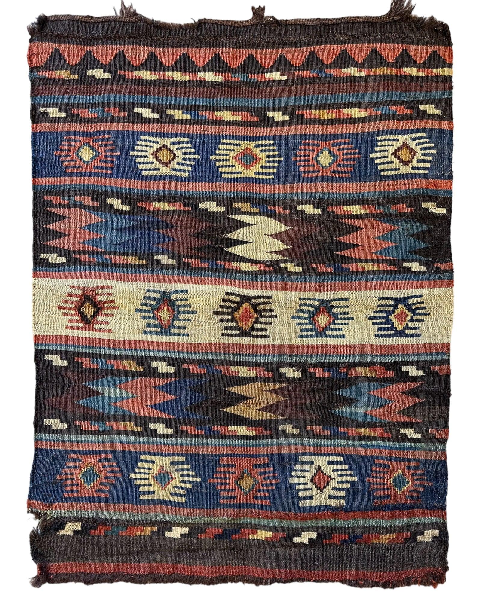 19th C Antique Tribal Shahsavan Caucasian Mafrash Panel, Bagface - 26" X 18"