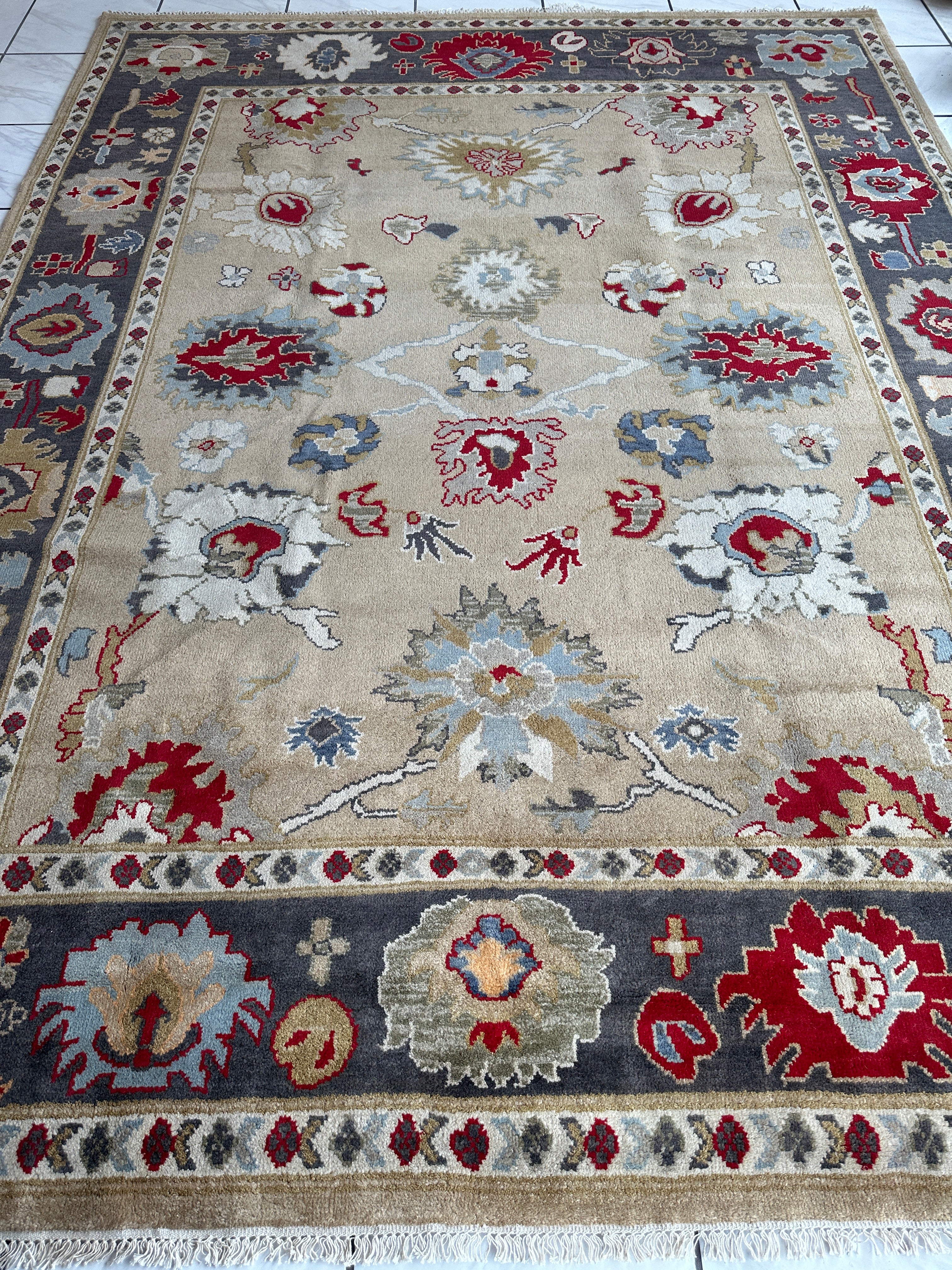 Hand Knotted Oushak Traditional Wool Rug, Living Room 9 x 12 Rug (Copy)