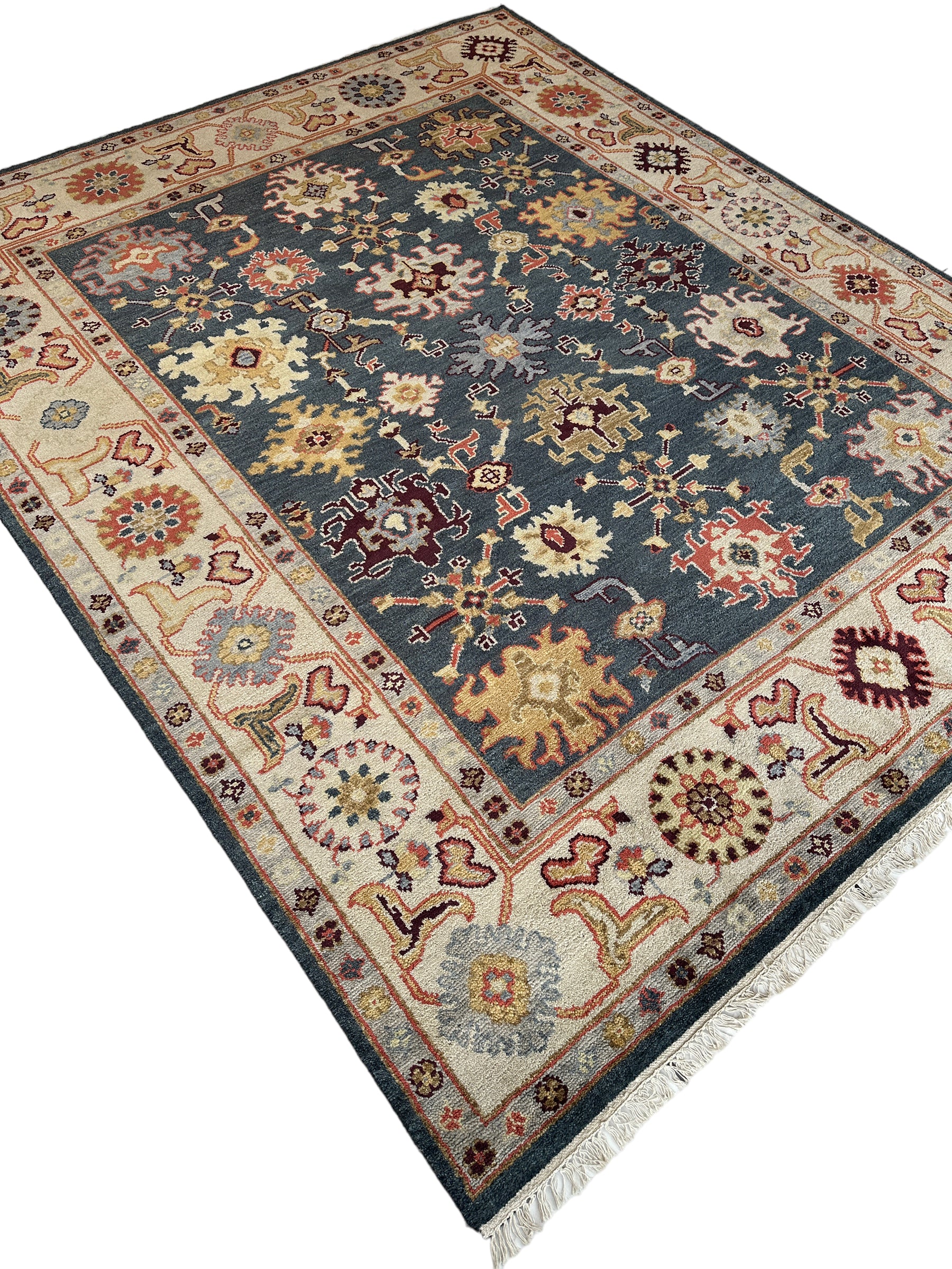 Hand Knotted Oushak Traditional Wool Rug, Living Room Rug 8 x 10