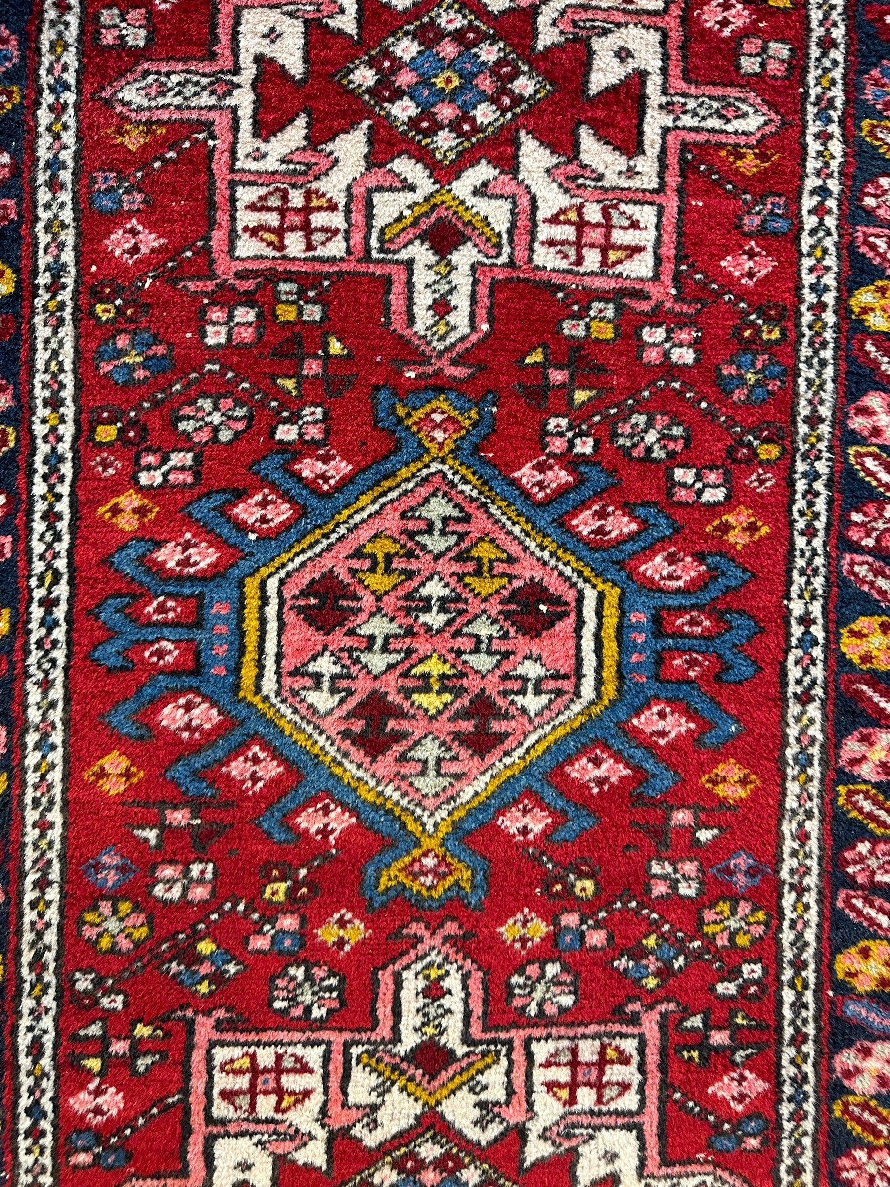 Fine Vintage Persian Heriz Karaja Oriental Runner Rug 2'4" x 7'7"