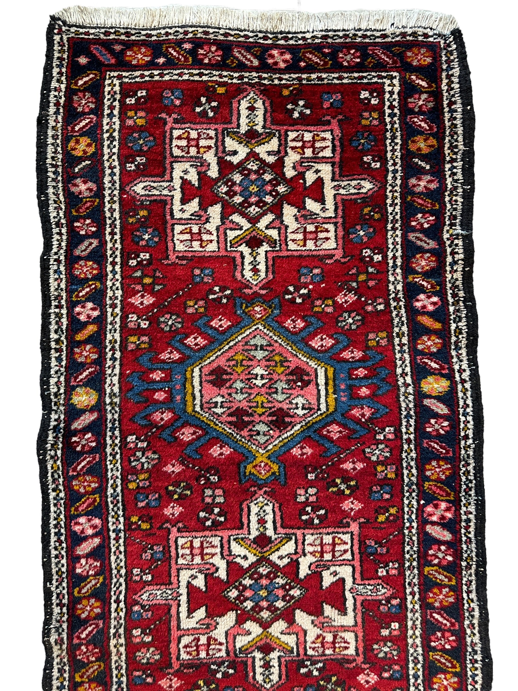 Fine Vintage Persian Heriz Karaja Oriental Runner Rug 2'4" x 7'7"