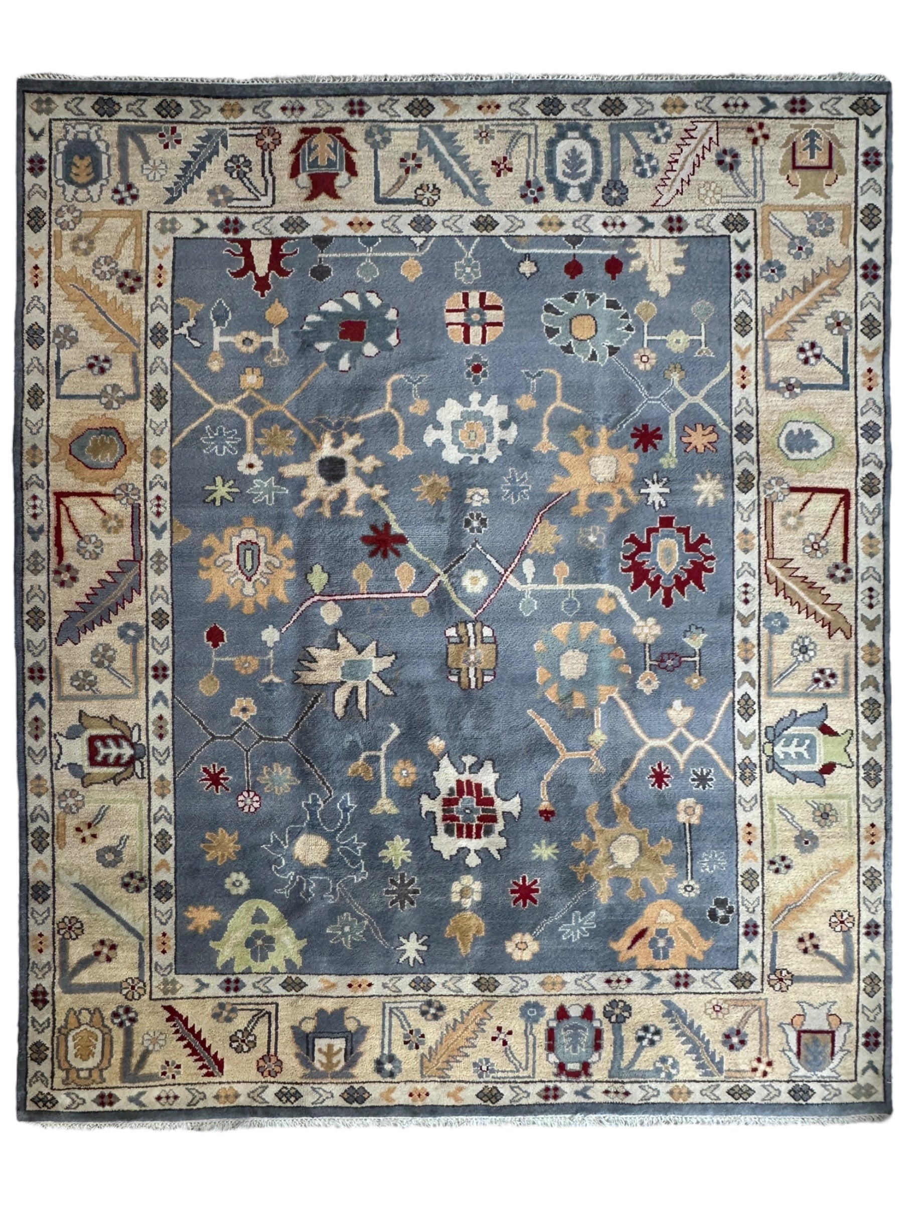 Hand Knotted Oushak Traditional Wool Rug, Living Room 9 x 12 Rug