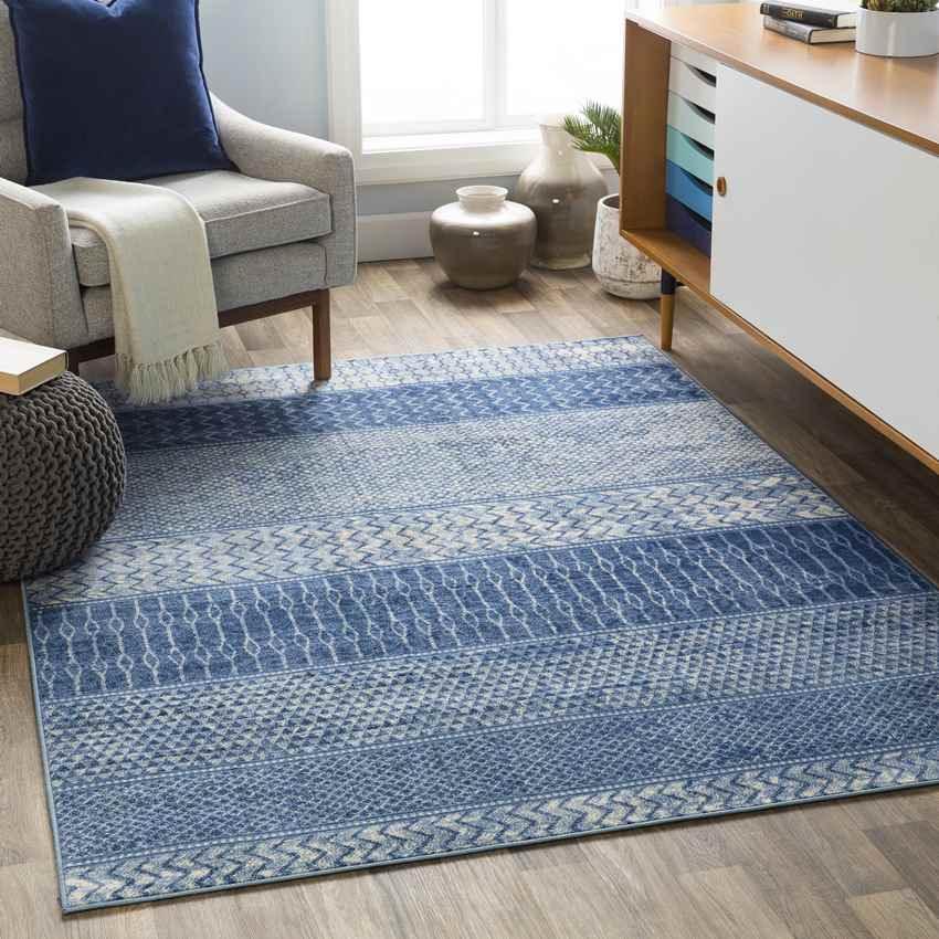 Angelica Global Bright Blue Area Rug