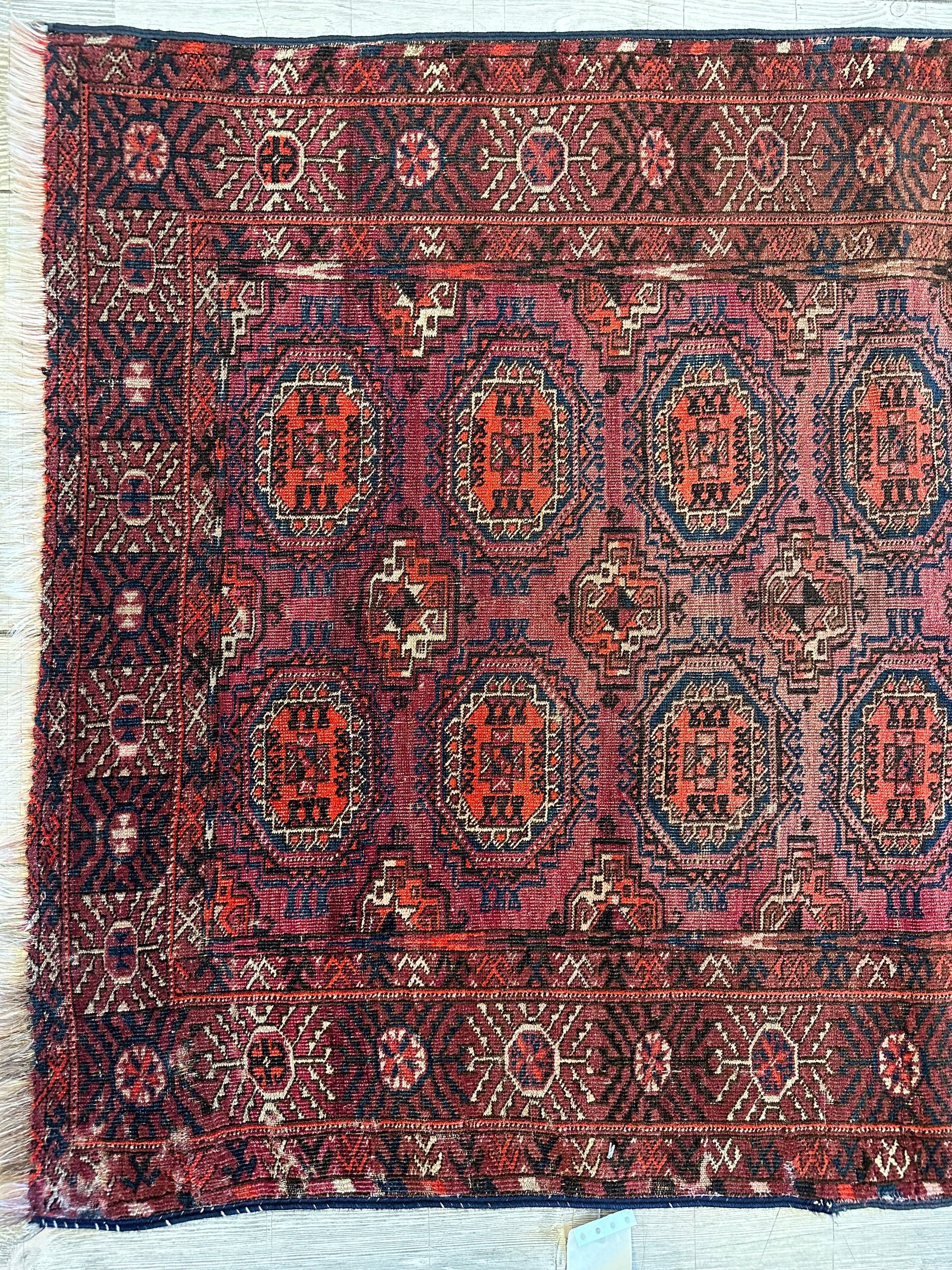 Antique 1910’s Tribal Turkoman Rug 3’ x 4’1”