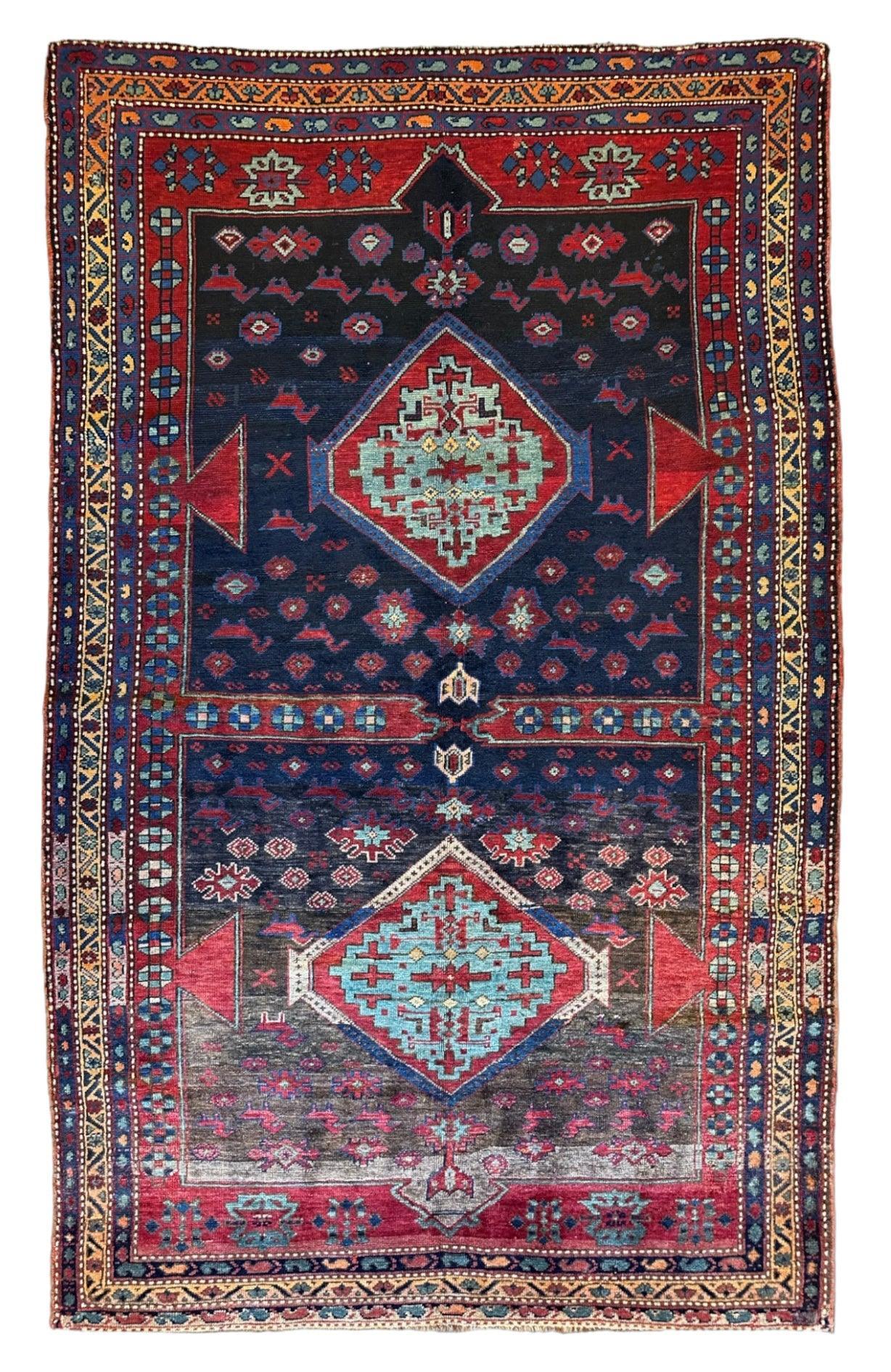 Antique 19th Century Handwoven Kazak Tribal Rug 5’ x 8’