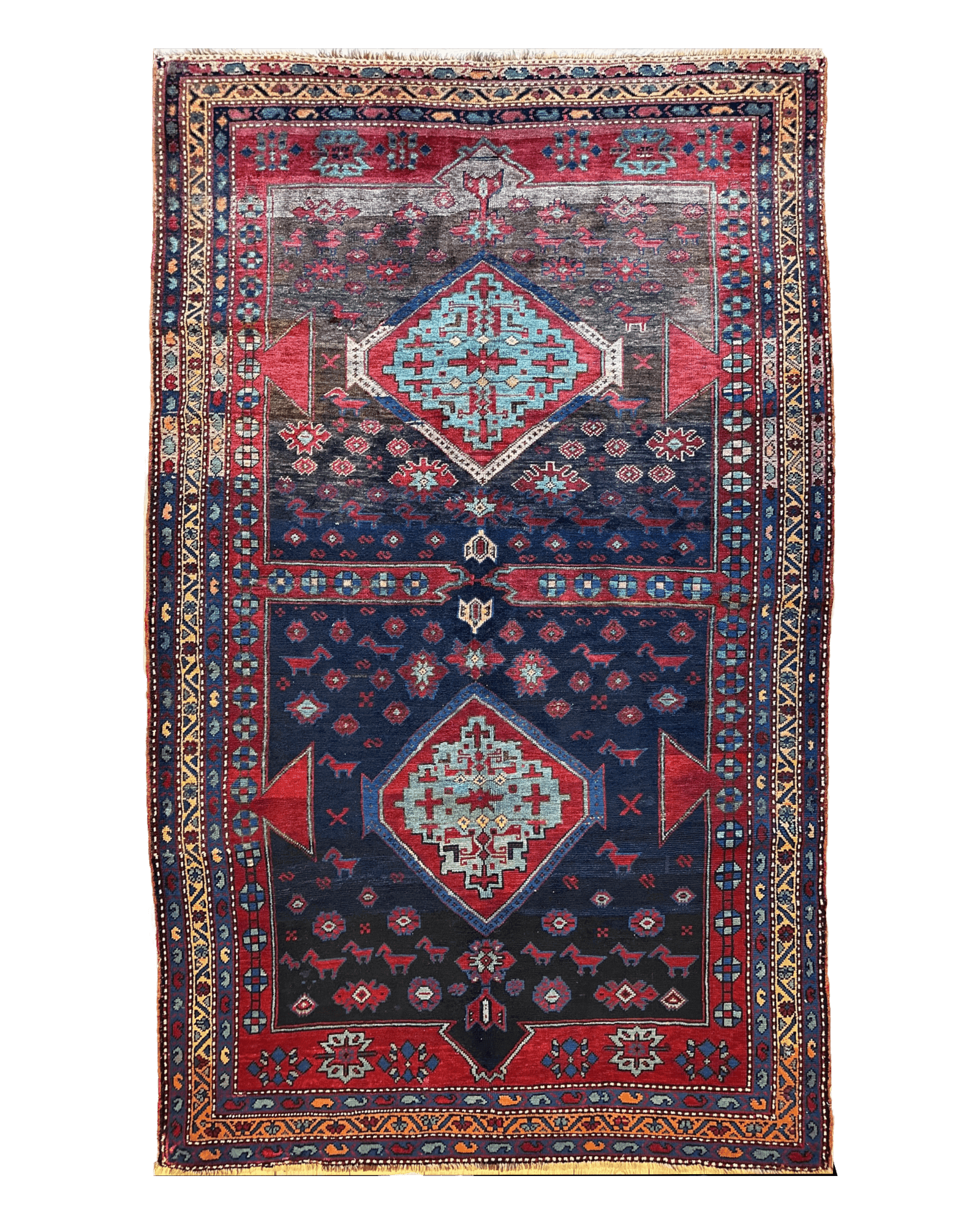 Antique 19th Century Handwoven Kazak Tribal Rug 5’ x 8’