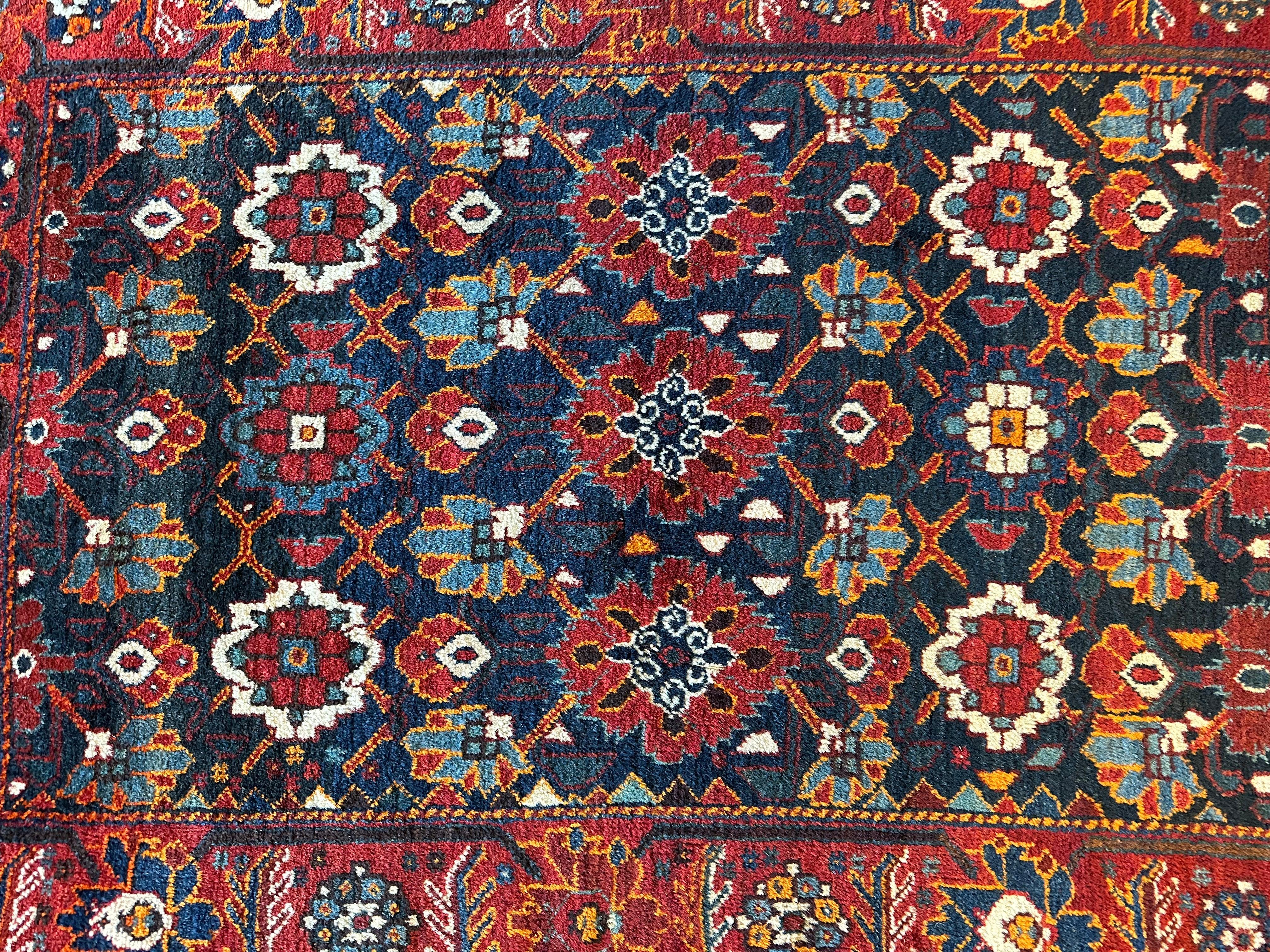 Antique Attractive Persian Khamseh Rug Early 20th Century 46” x 66”