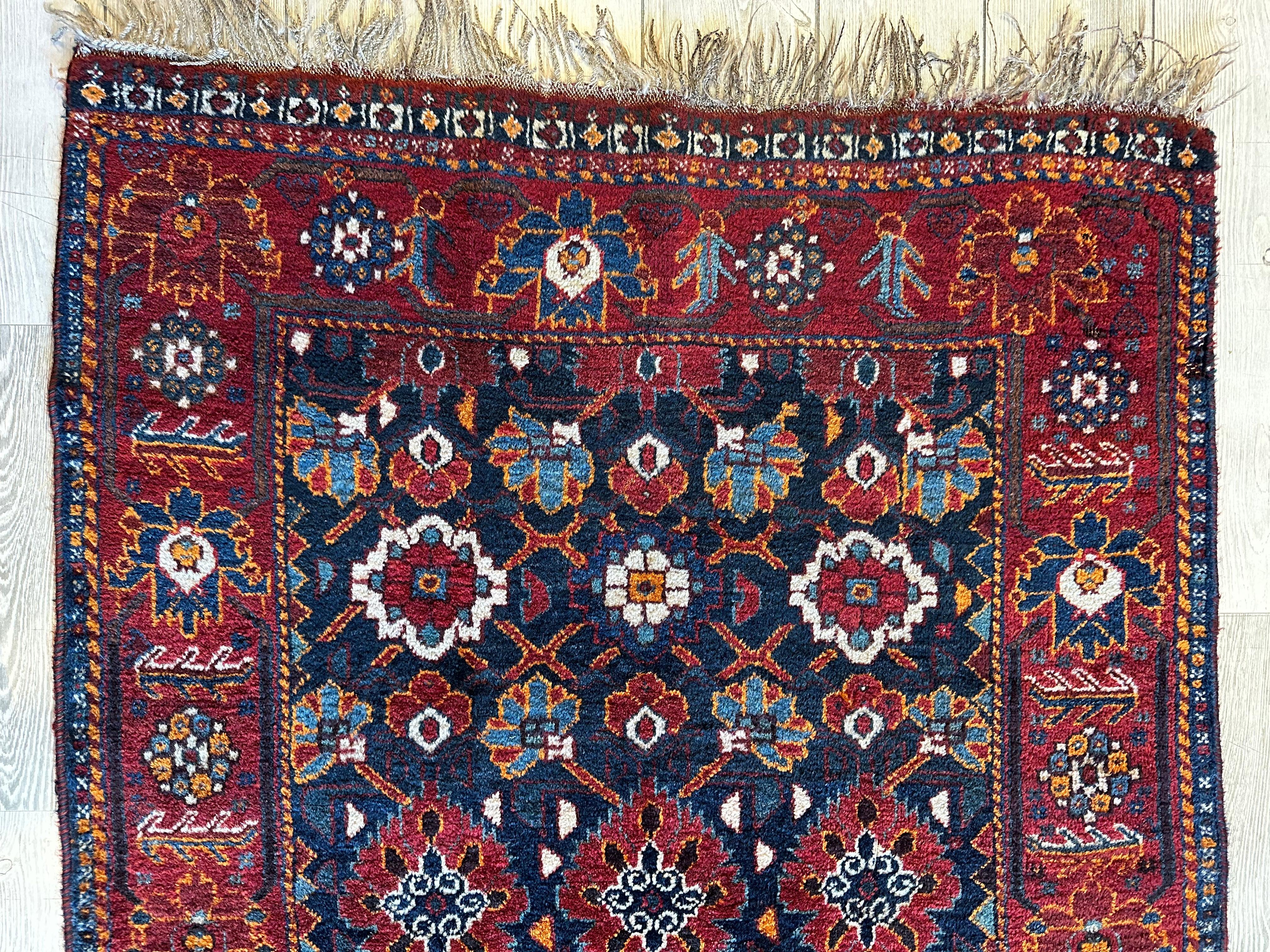 Antique Attractive Persian Khamseh Rug Early 20th Century 46” x 66”