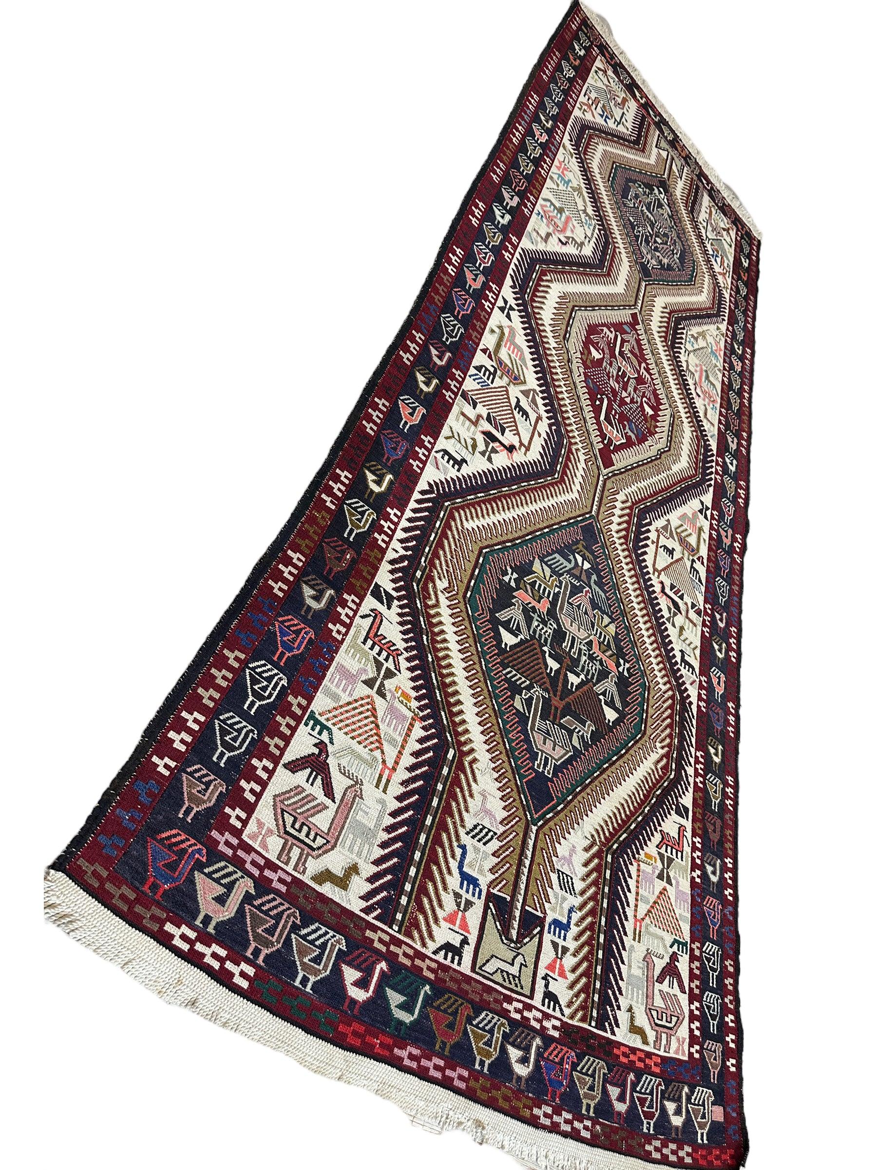 Antique Caucasian Shahsavan Soumak Rug 3 x 9