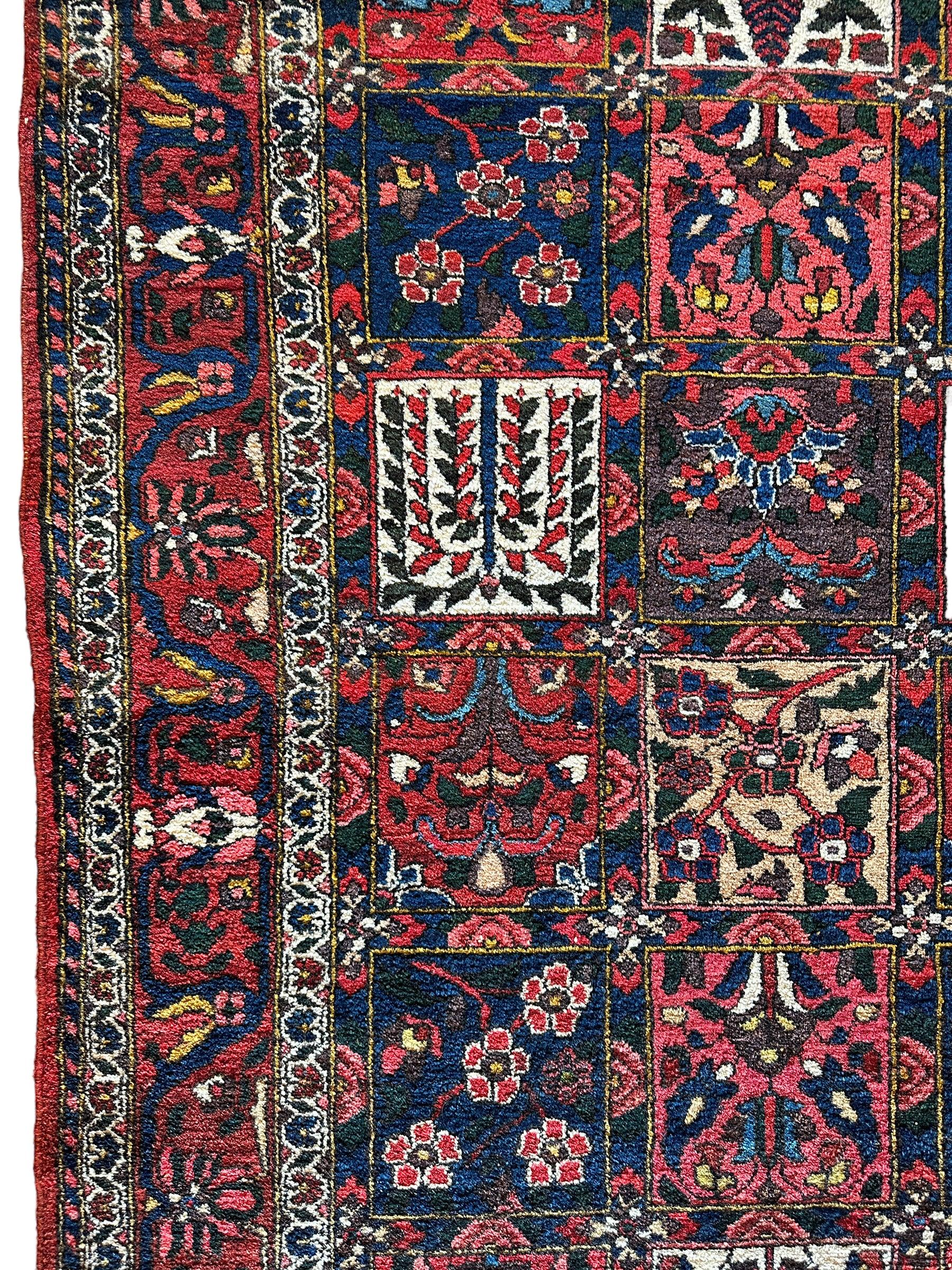 Antique Circa 1920 Decorative Four Seasons Bakhtiari Rug 4’6” x 6’7”