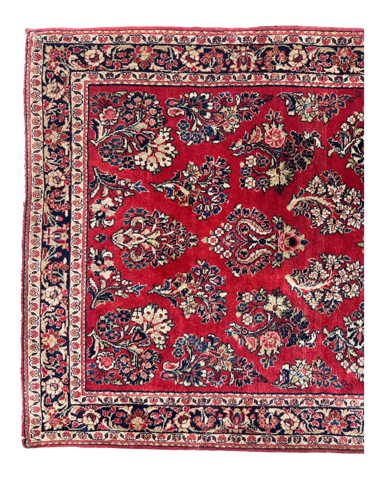 Antique Hand-Knotted Persian Sarouk Runner Rug 3’4 x 6’5