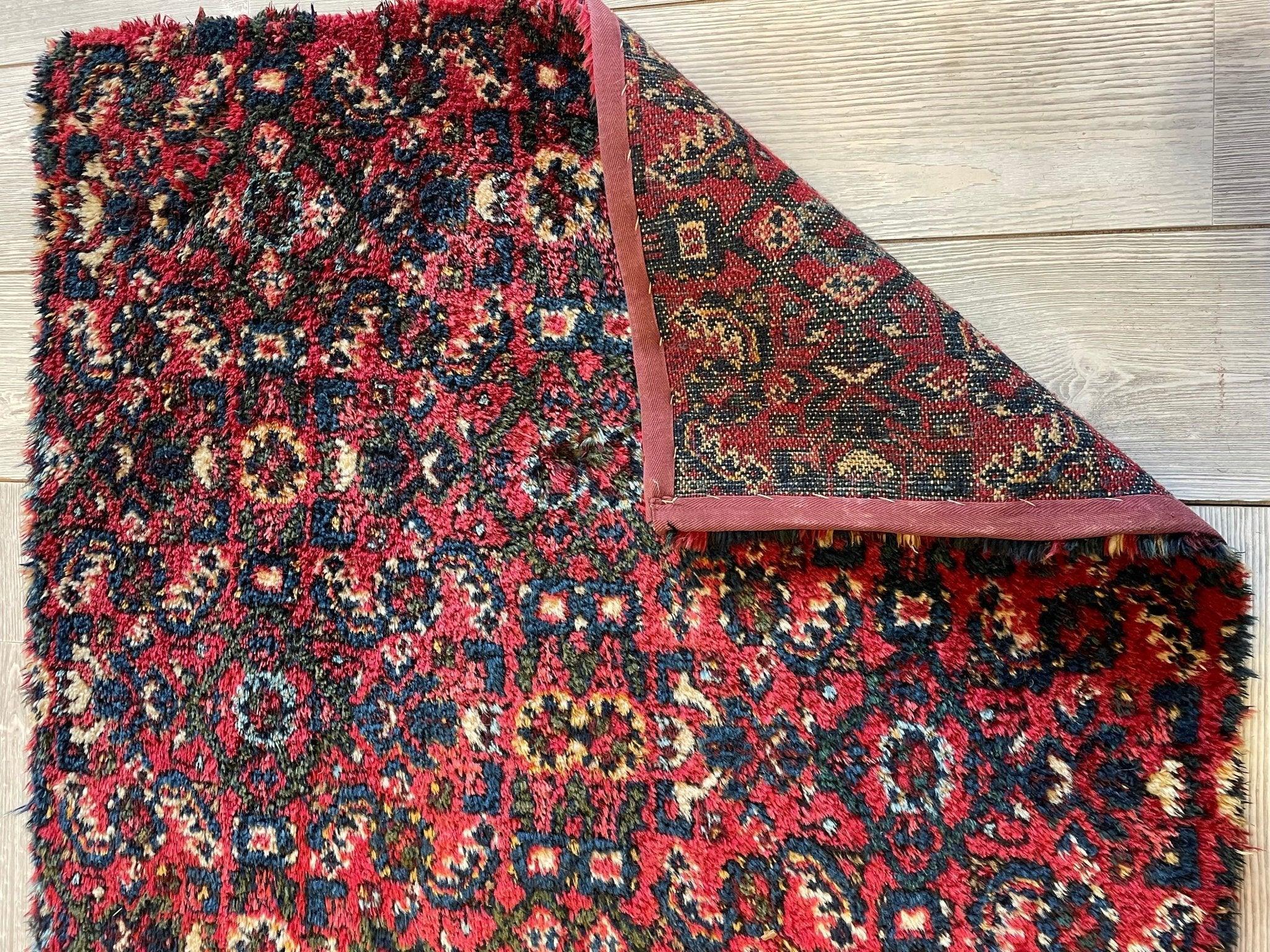 Antique Persian Hand-knotted Fragment Thick Runner 3’ x 7’