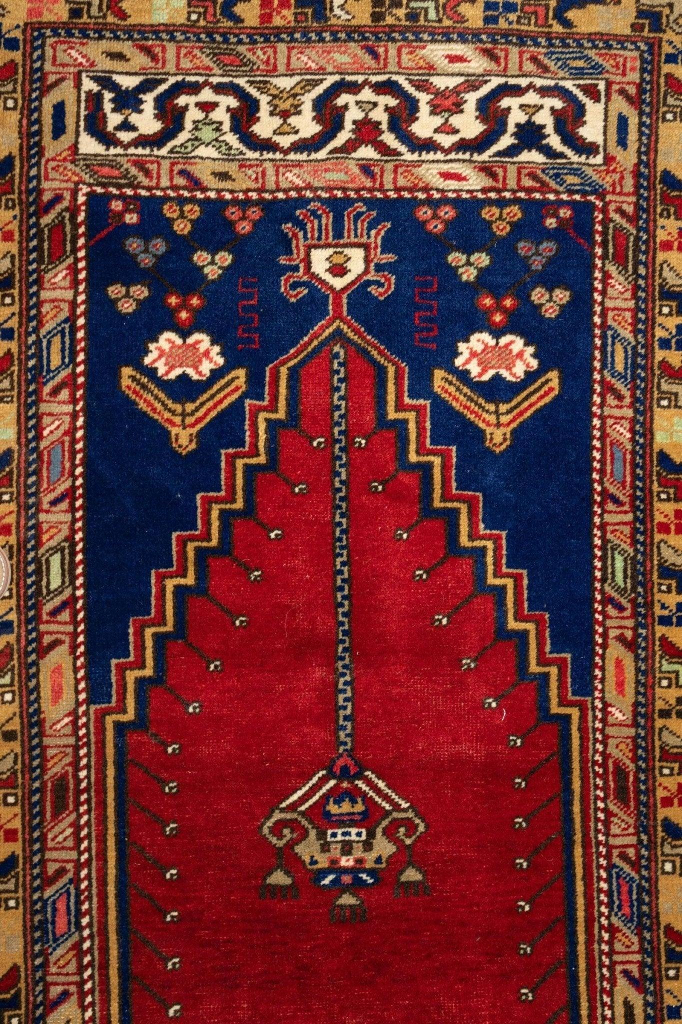 Antique Turkish Wool Prayer Rug 4x6 Ft