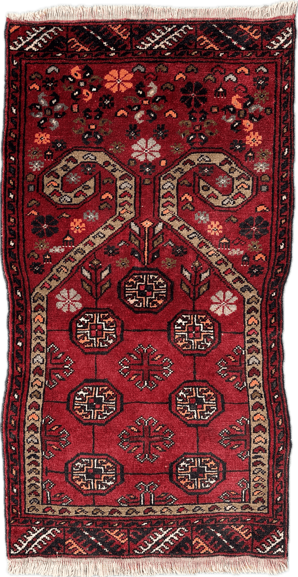 Beautiful Tribal Afghani Wool Prayer Rug 20”x40”