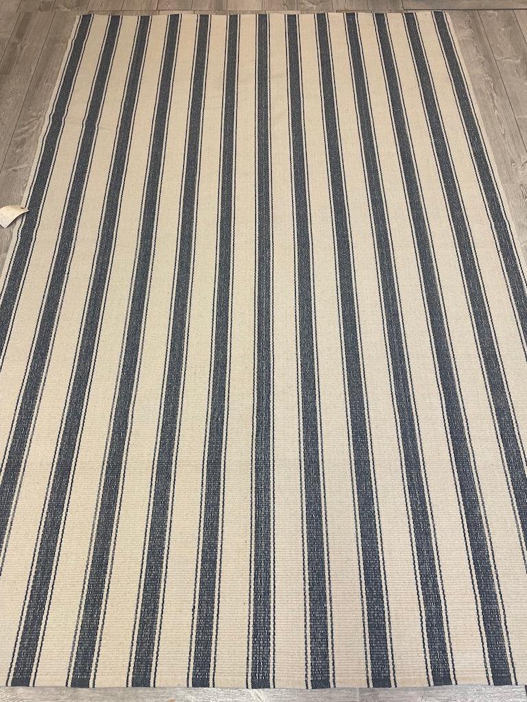 Blue Awning Stripe Woven Cotton Rug 6x9 Ft