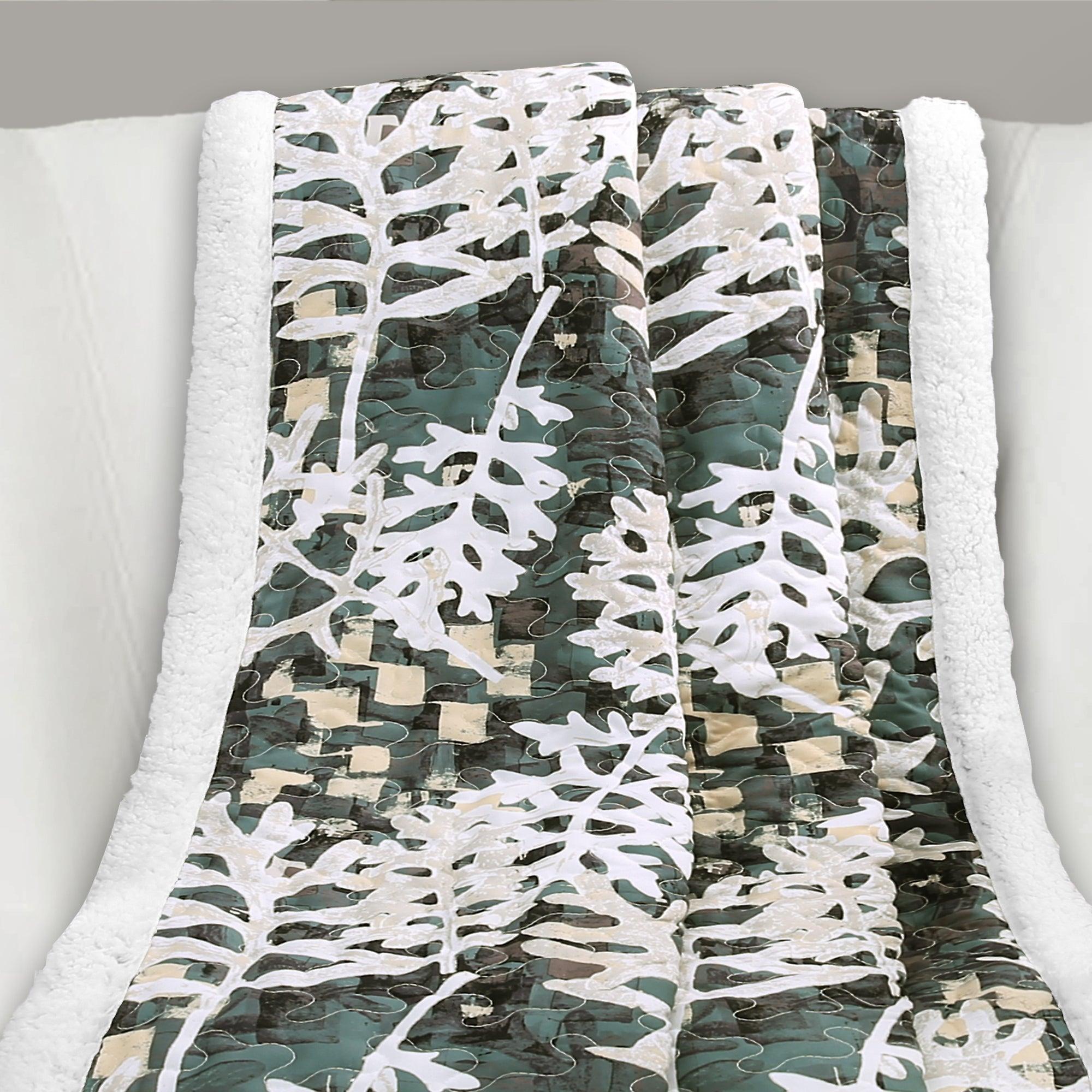 Camouflage Leaves Sherpa Throw