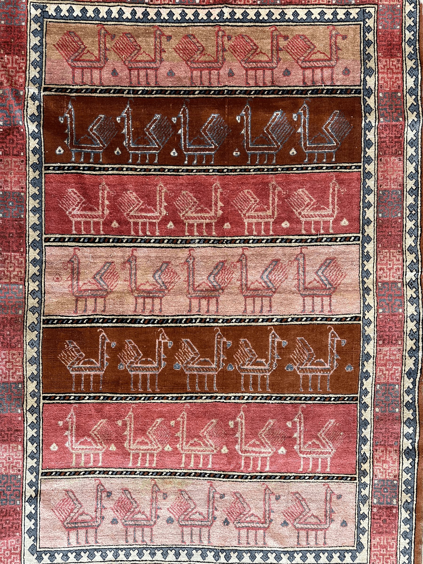 Decorative Silk Afghani Rug mid 20th Century 3’10”X5’10”