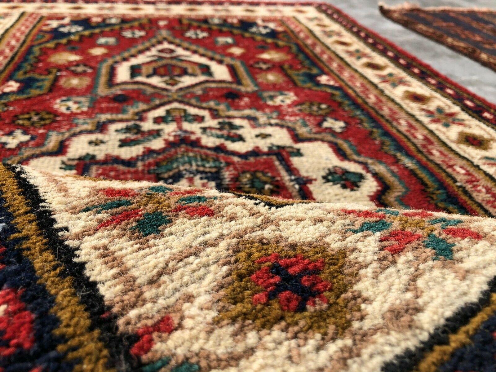 Distressed Hand Knotted Vintage Pashmin Koum Wool Area Rug 3x2 FT