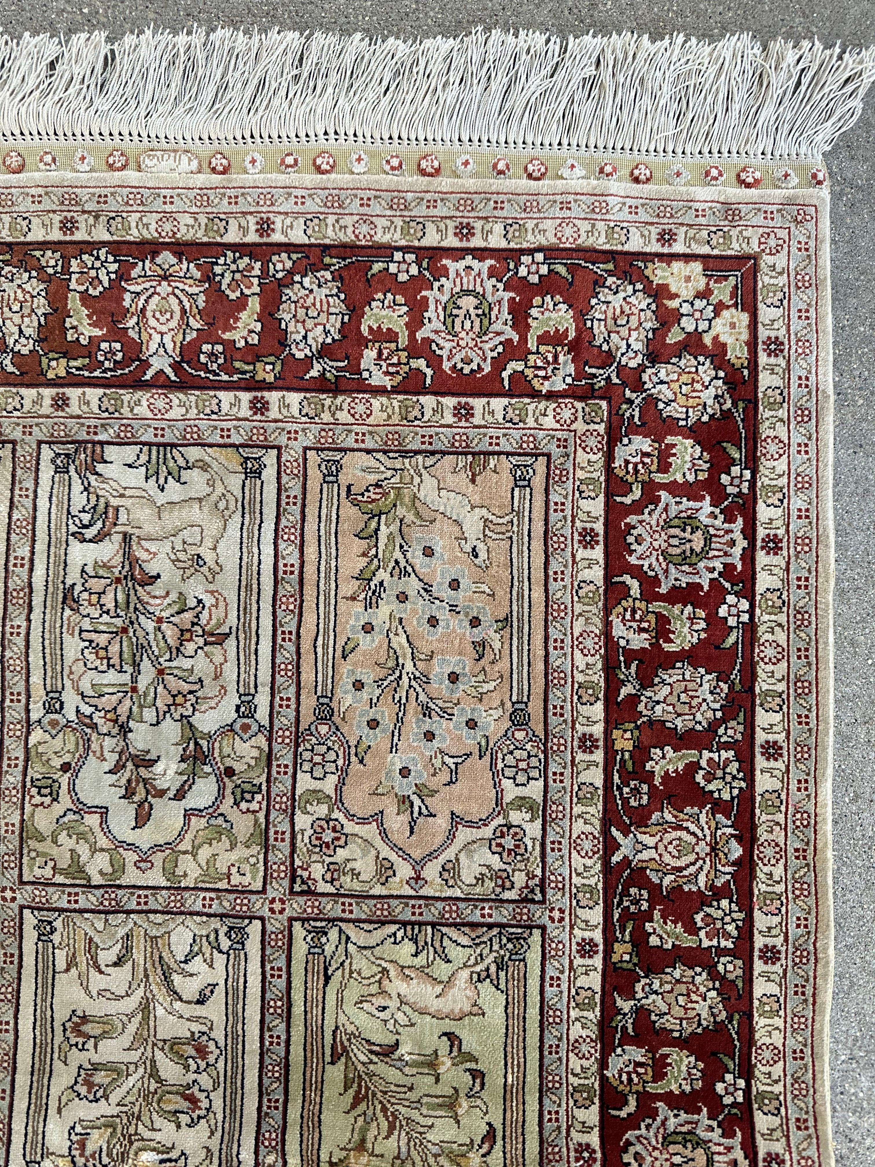 Elegant Persian Qom Silk Rug 25” x 41”