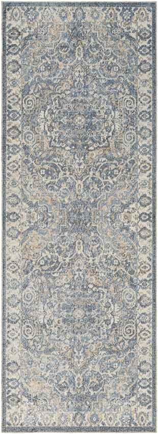 Elsmore Traditional Navy Blue Washable Area Rug