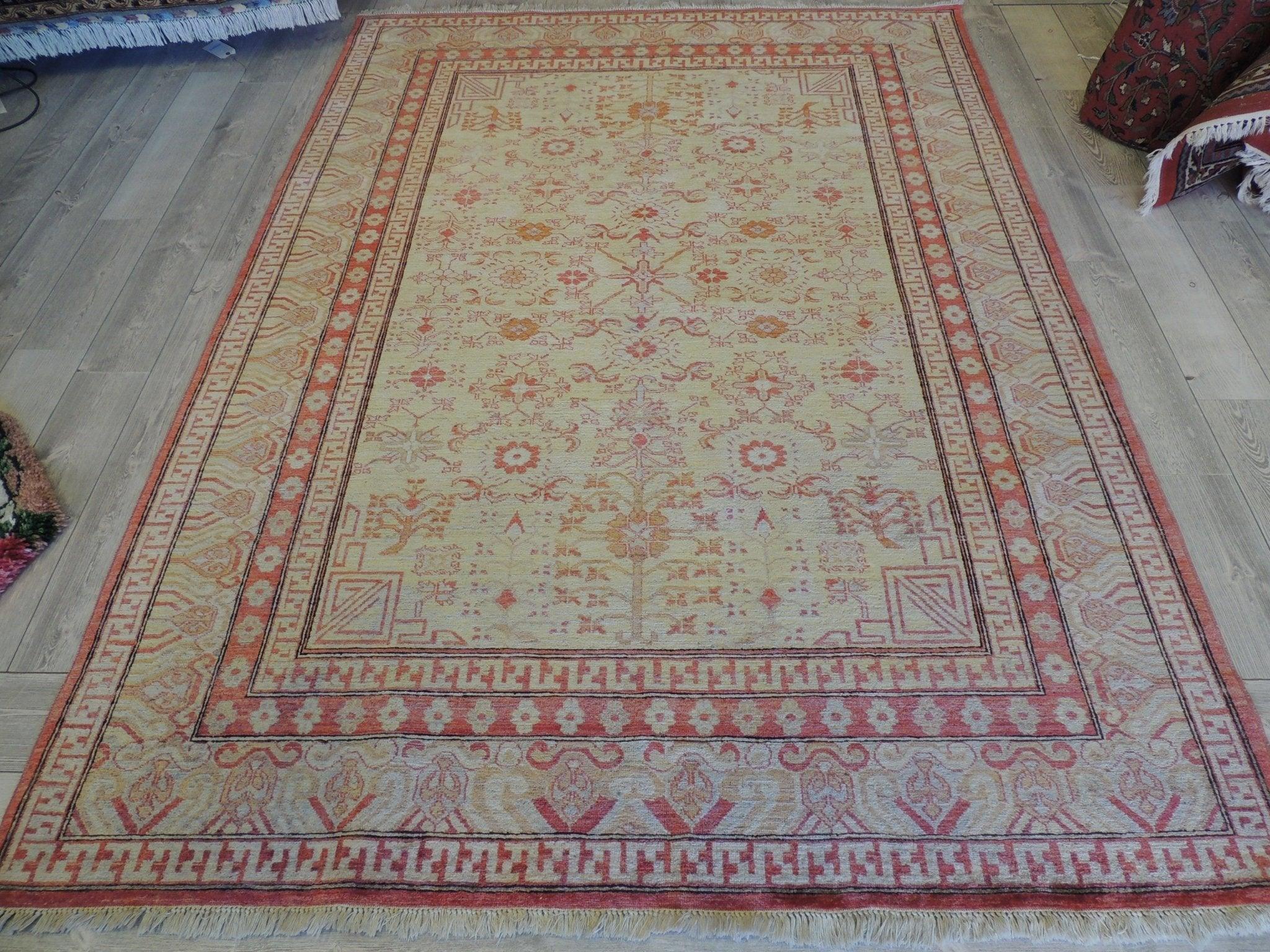 Exquisite Hand-Knotted Pak Oushak Rug 7x9