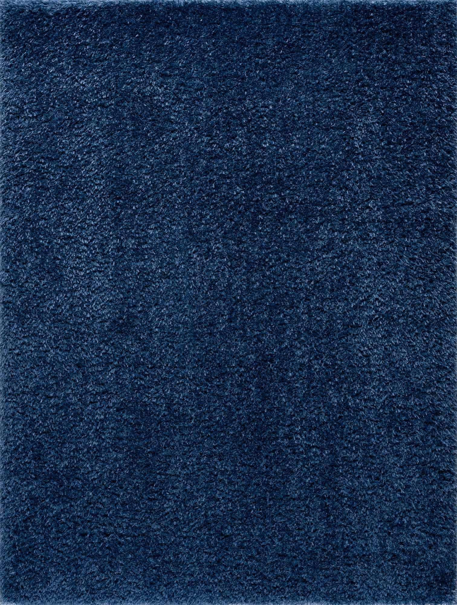 Faina Solid Dark Blue Shag Rug Washable