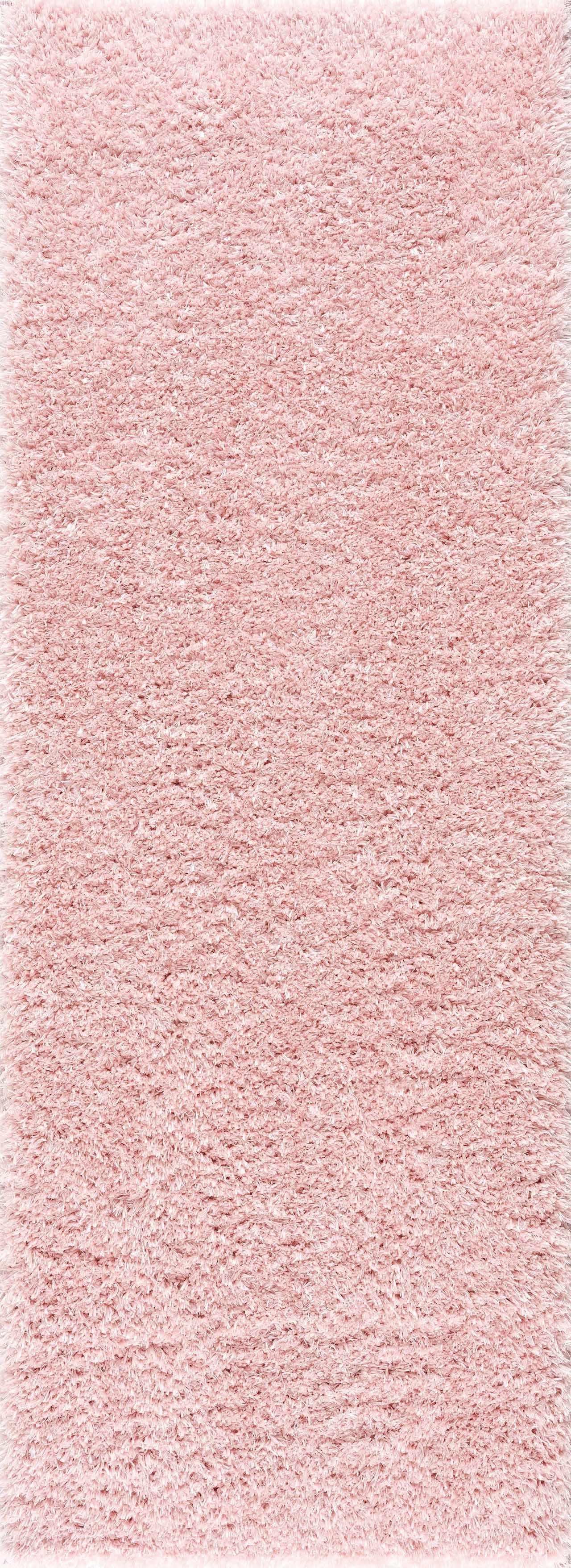 Faina Solid Pink Shag Rug Washable