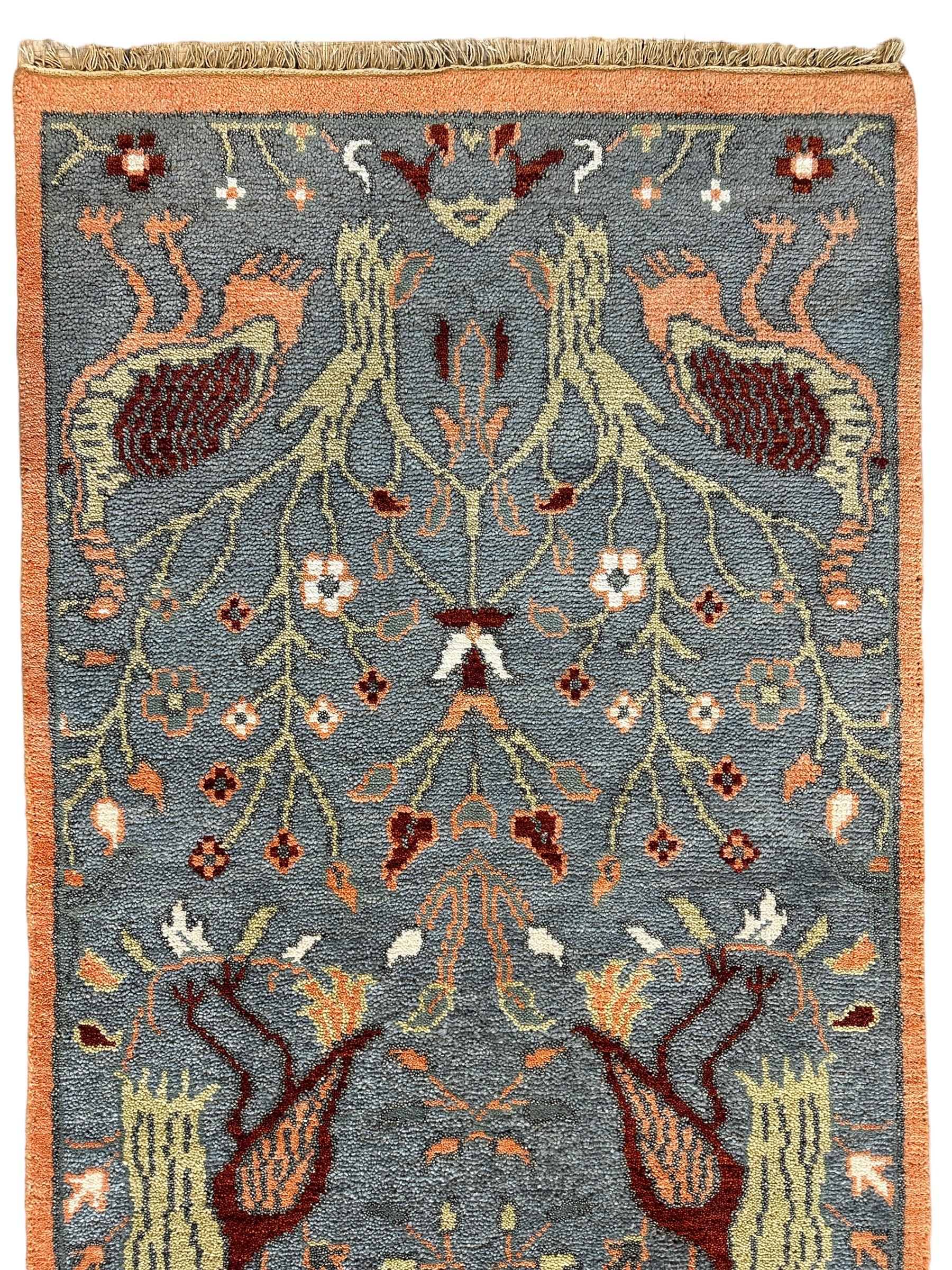 Fine Hand-Knotted Birds Pictorial Throw Rug 3’ x 5’