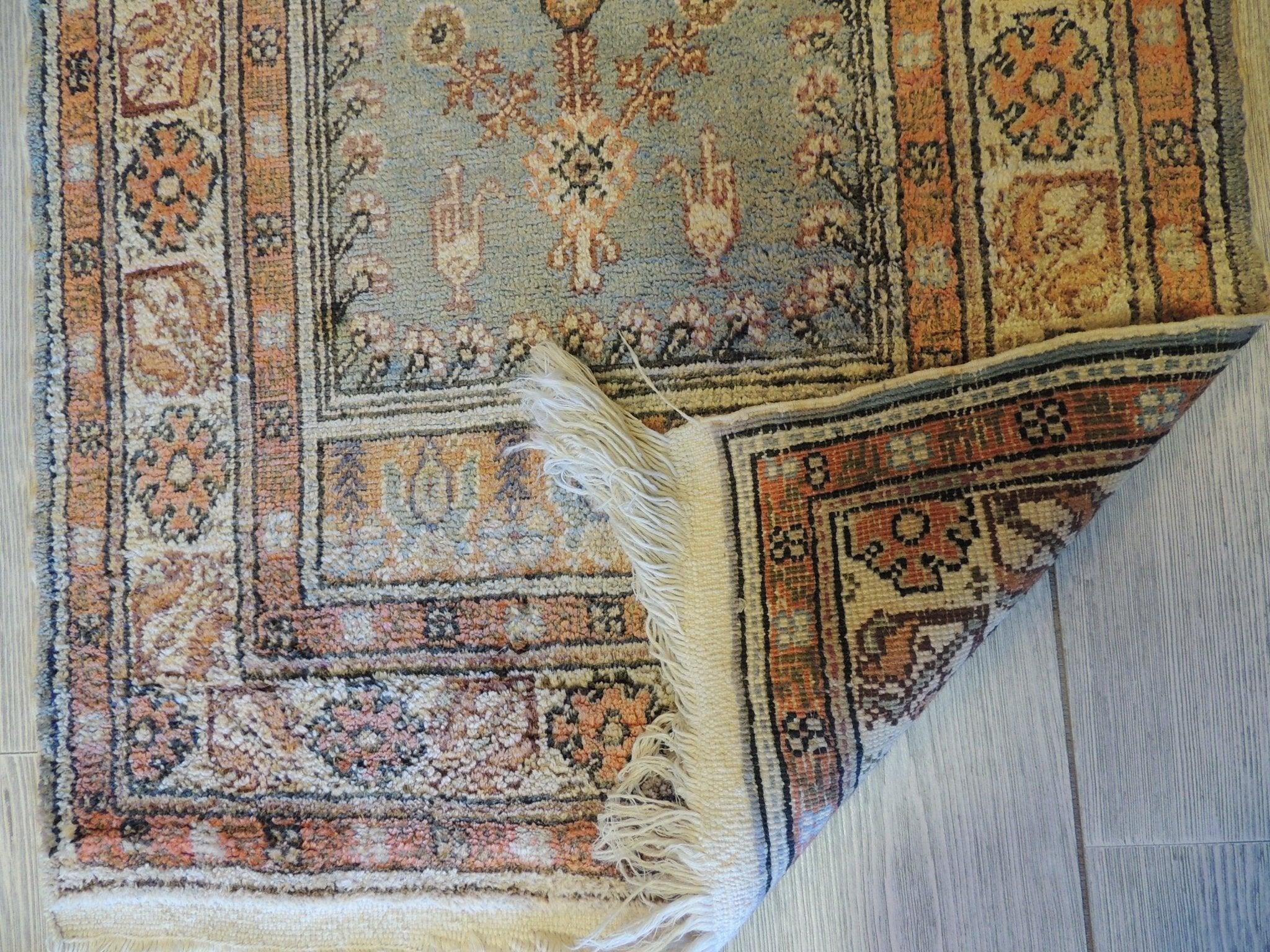 Fine Vintage Hand-Knotted Kayseri Silk Prayer Rug 19''x42''