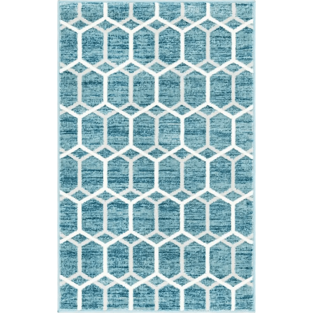 Geometric matrix trellis tile rug