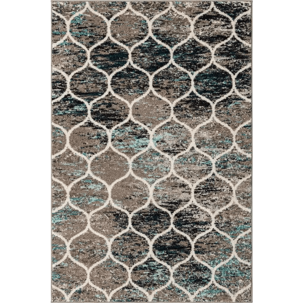 Geometric rounded trellis frieze rug (rectangular)