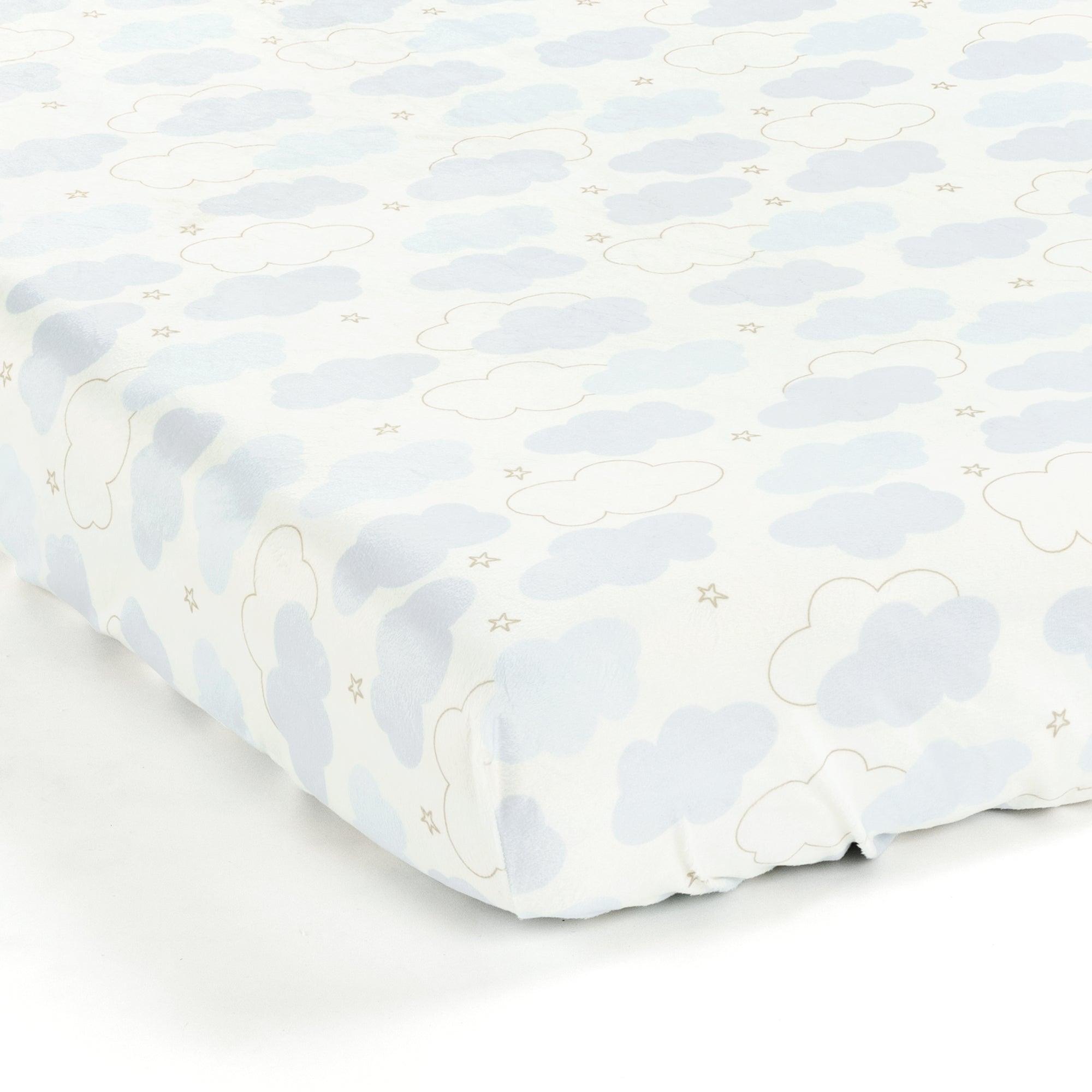 Goodnight Little Moon Clouds Soft & Plush Fitted Crib Sheet