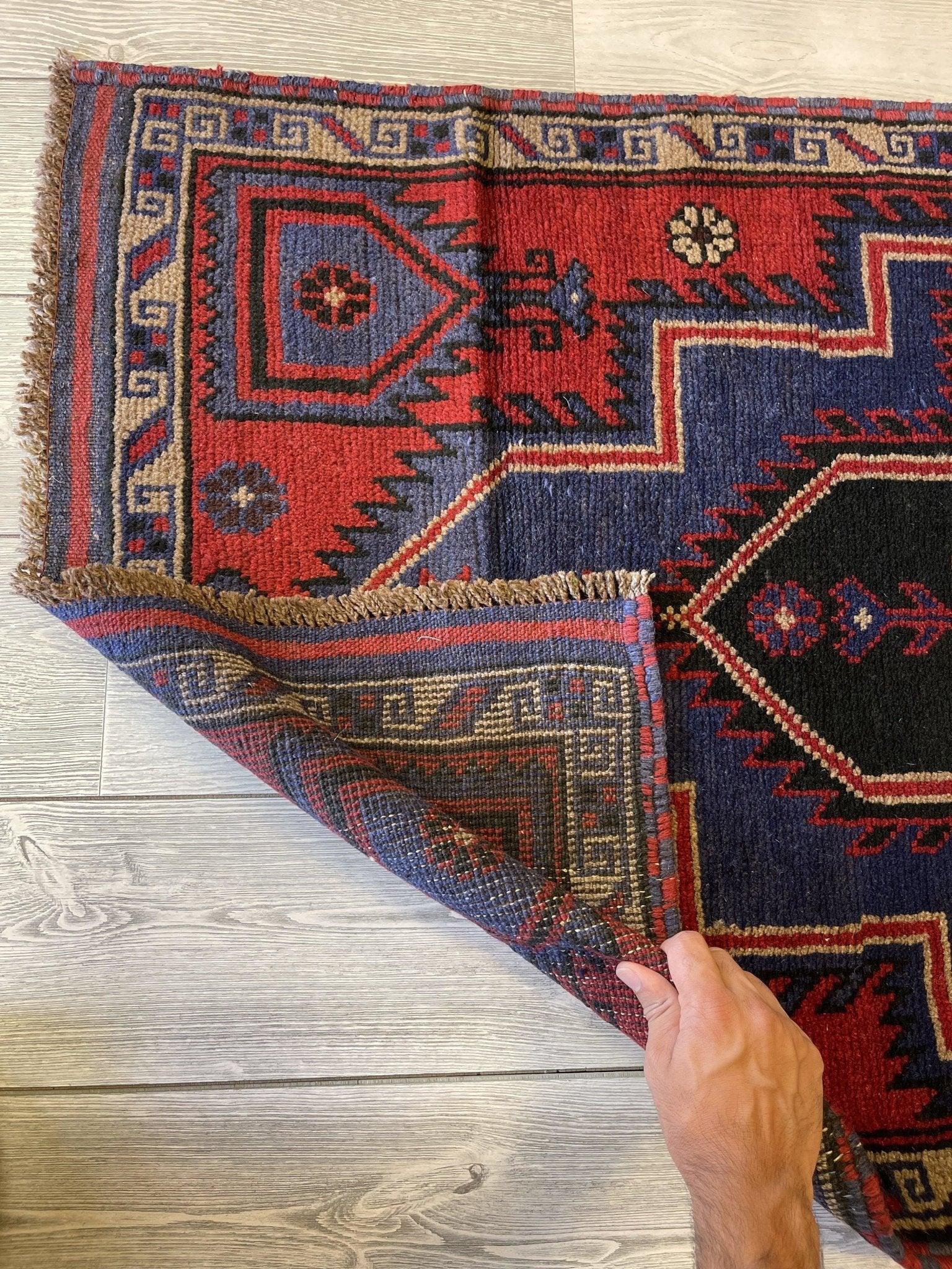 Hand Knotted Afghani Taimani Baluchi Wool Area Rug 5x3 Ft