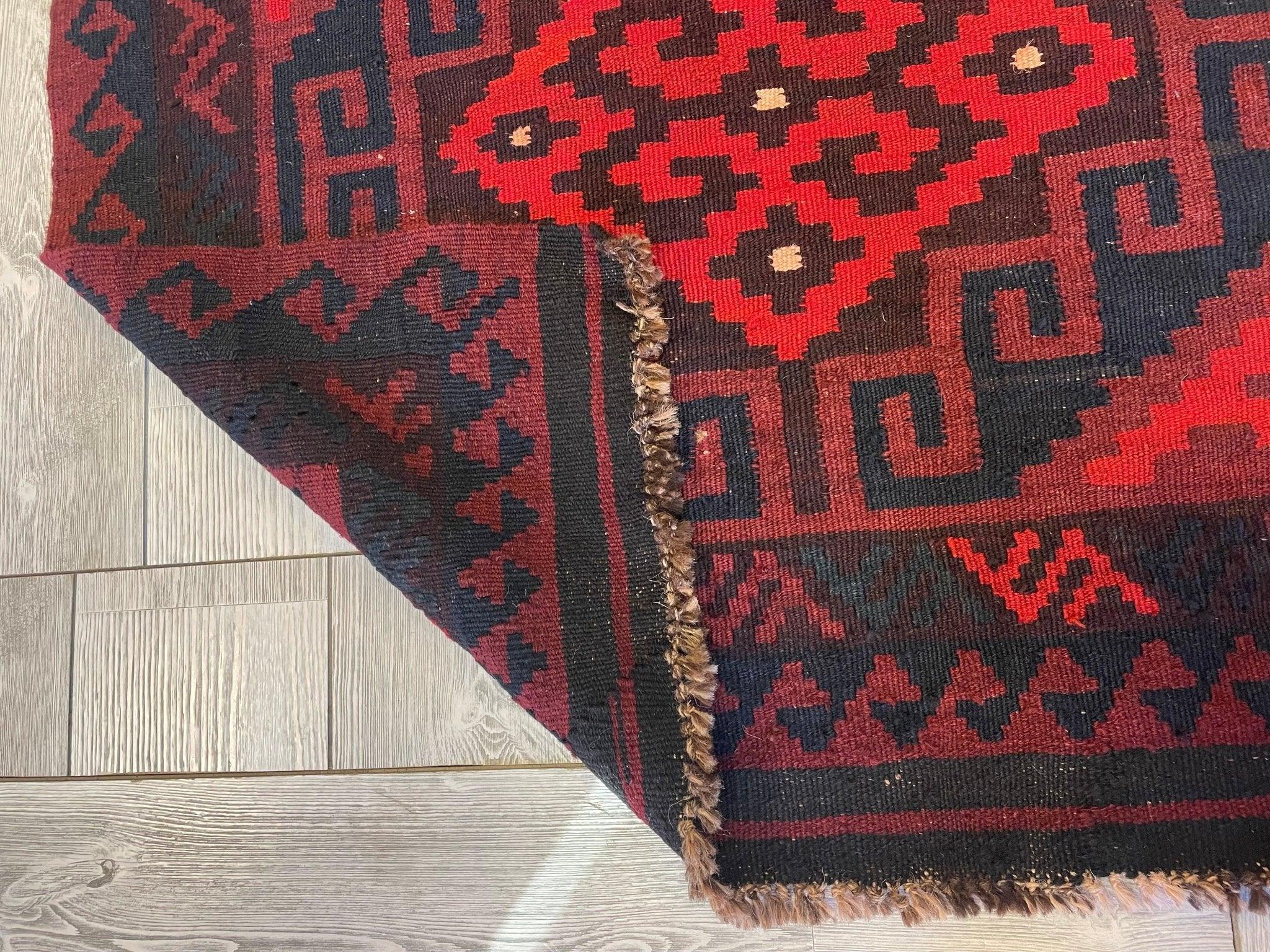 Hand Knotted Afghani Wool Maimana Gulmori Kilm Area Rug 3x7 FT