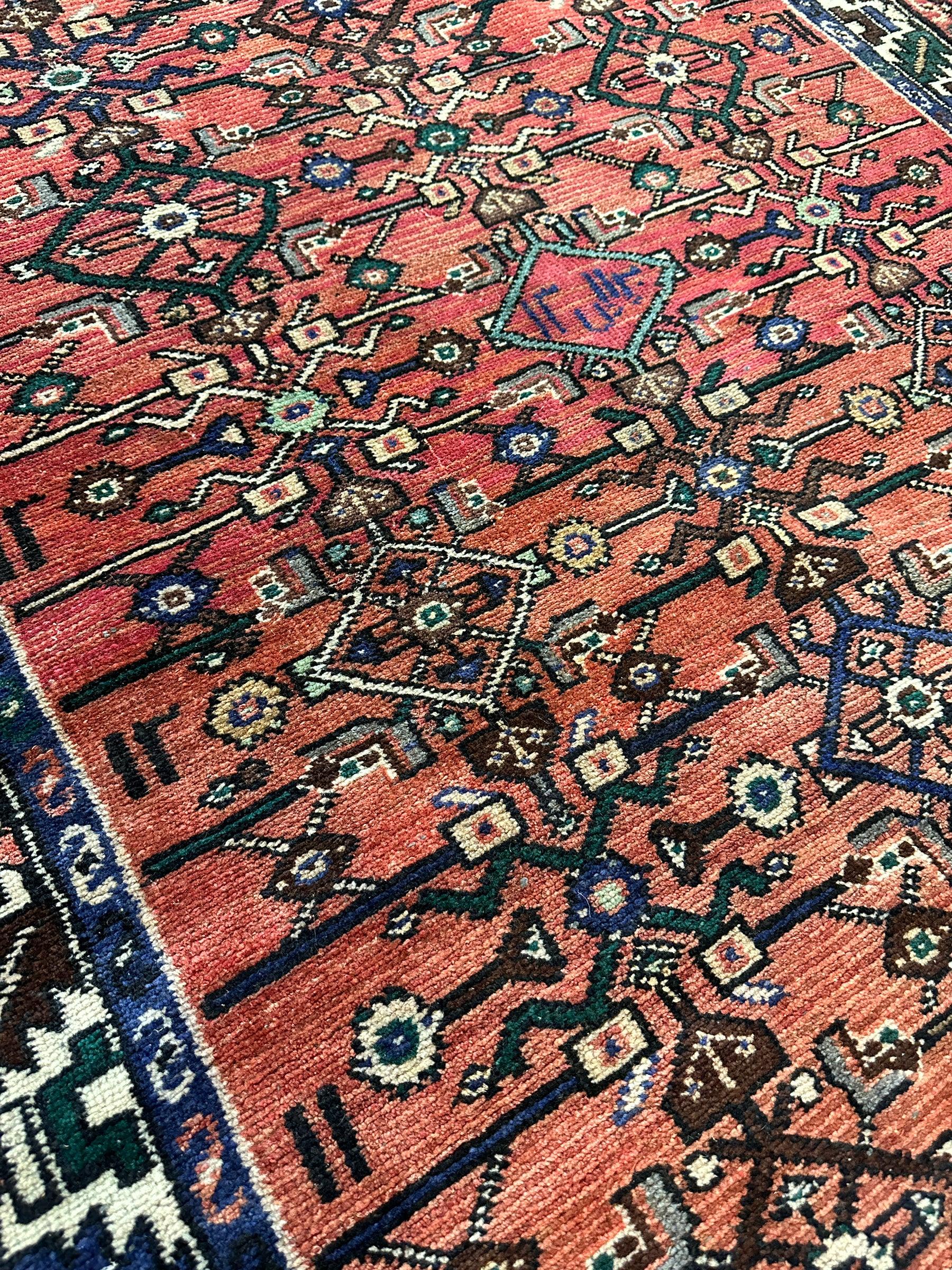 Hand Knotted Persian Hamadan Wide Runner Rug 3’6” x 9’10”
