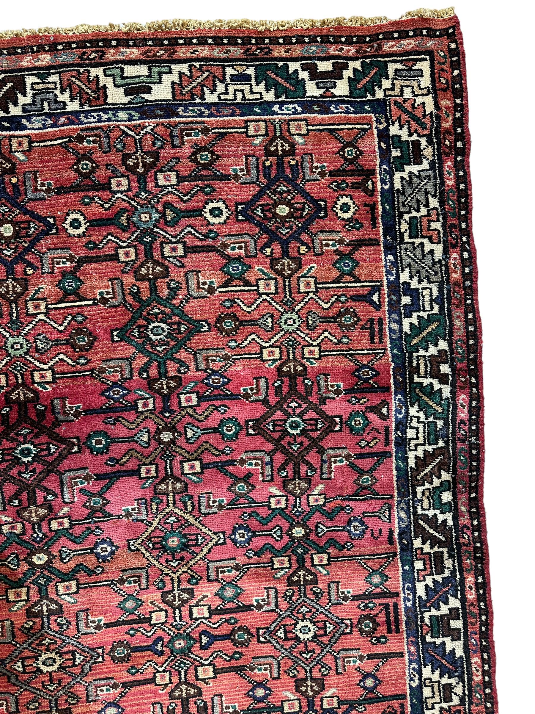 Hand Knotted Persian Hamadan Wide Runner Rug 3’6” x 9’10”
