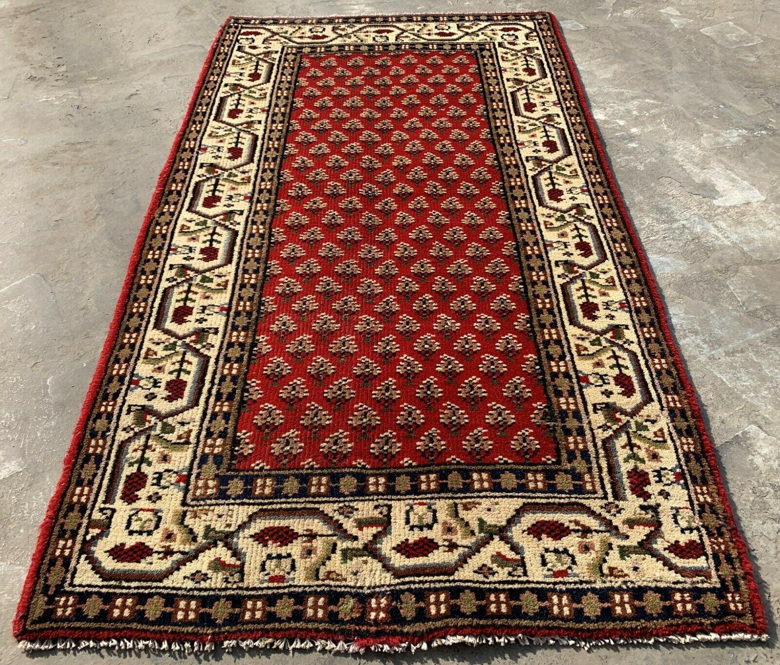 Hand Knotted Vintage Badam Gul Wool Area Rug 5x2 Ft