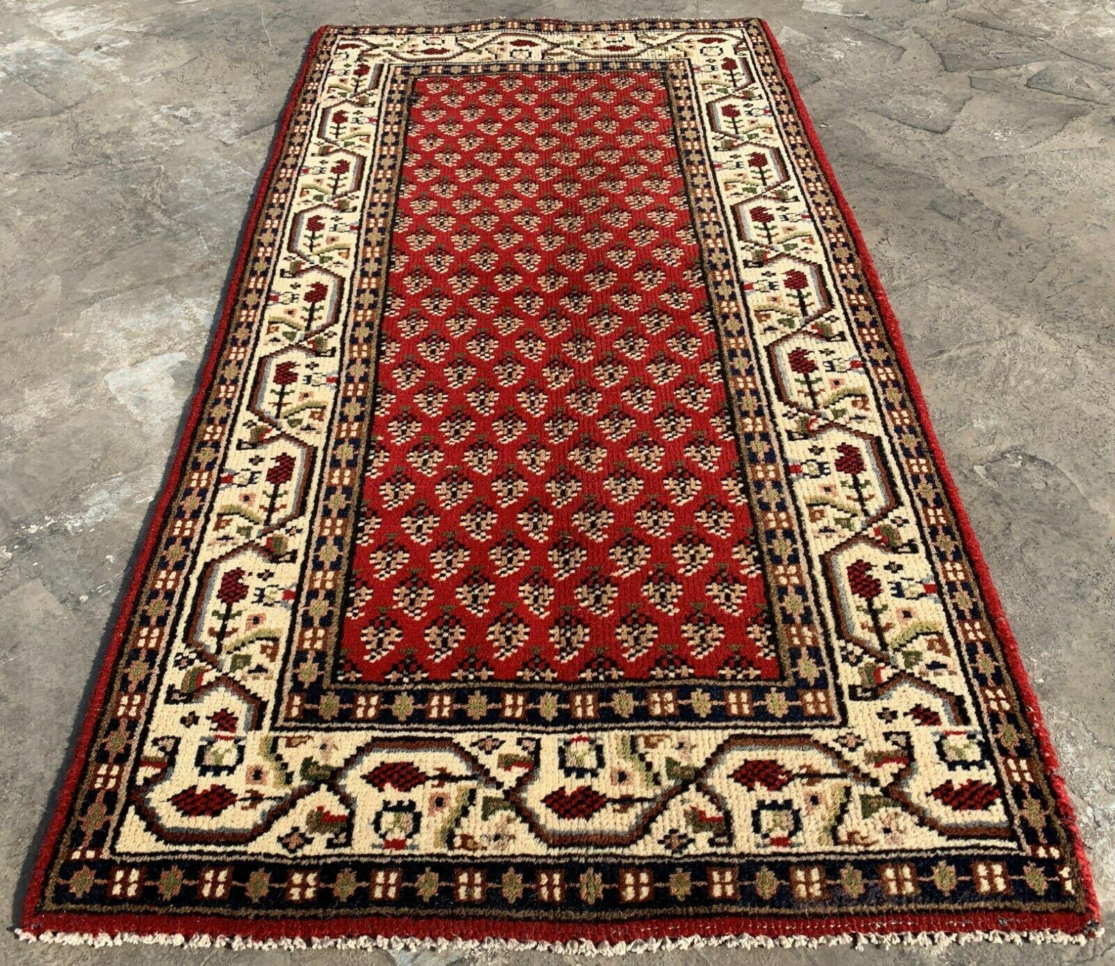 Hand Knotted Vintage Badam Gul Wool Area Rug 5x2 Ft