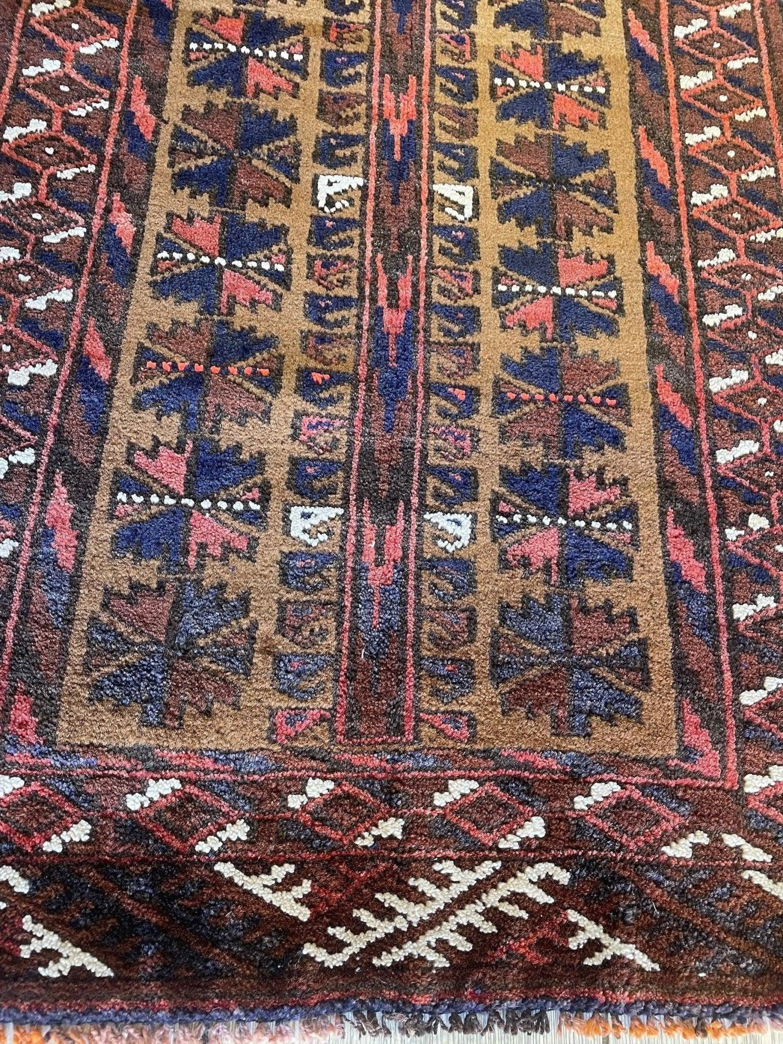 Hand Knotted Vintage Small Afghani Baluchi Wool Rug 20”x30”