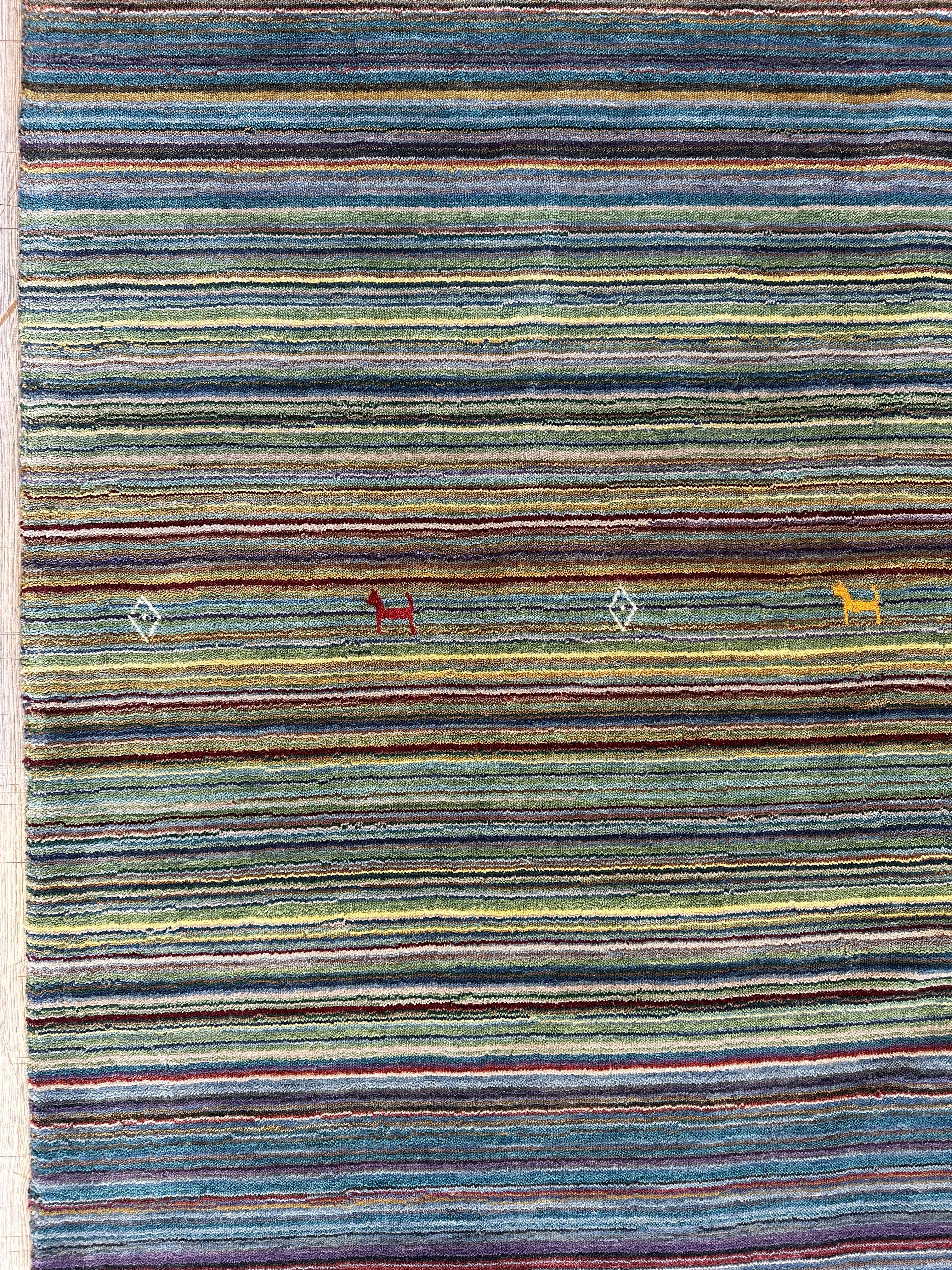 Hand-Woven Indo-Gabbeh Rug 4’10” x 6’10”