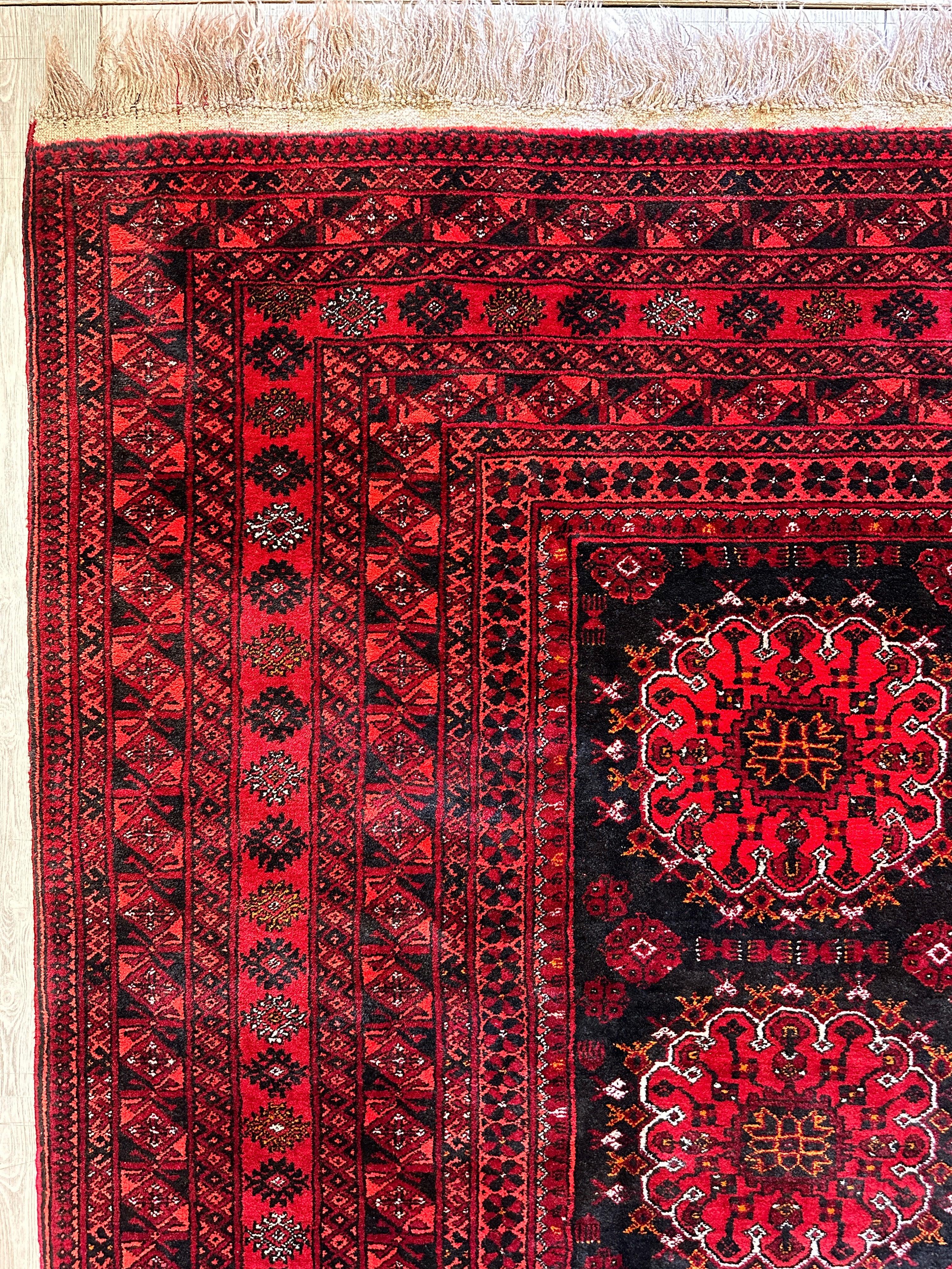 Handmade Afghani Turkoman Area Rug 7’2” x 9’6”