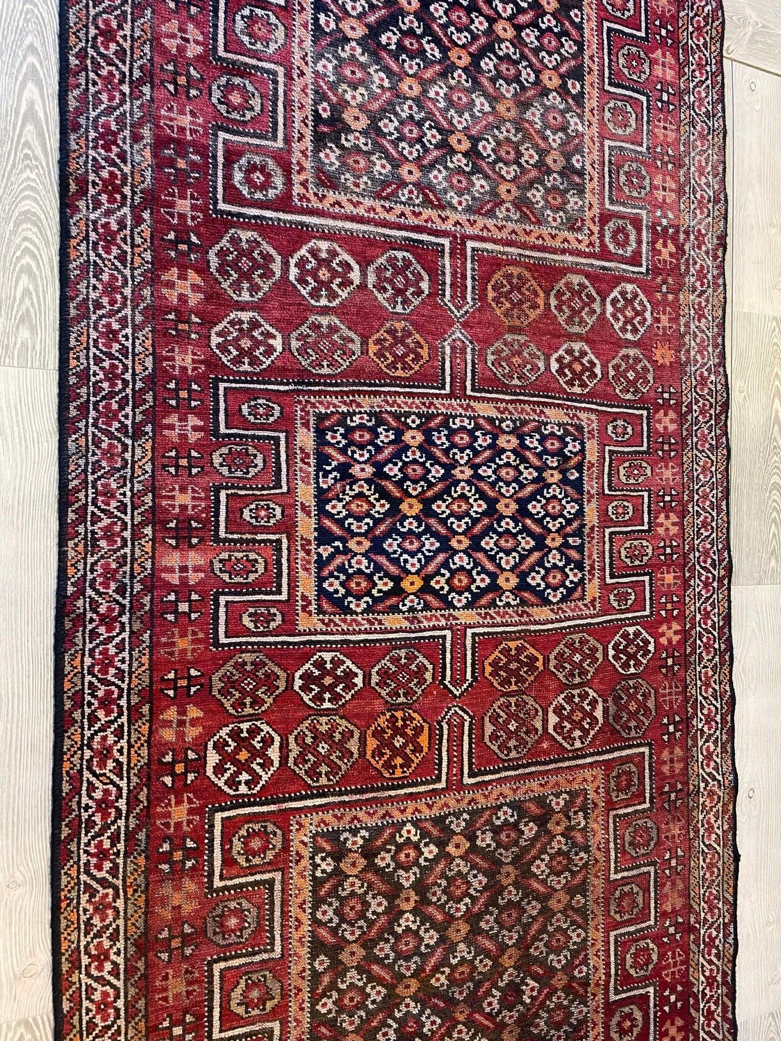 Handmade Vintage Kurdish Quchan Rug 7'8'' x 3'7''
