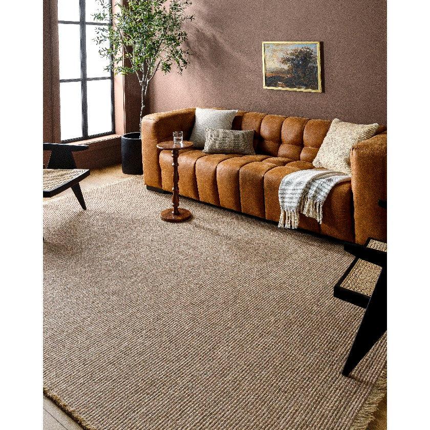 Hendy Solid and Border Brown Area Rug