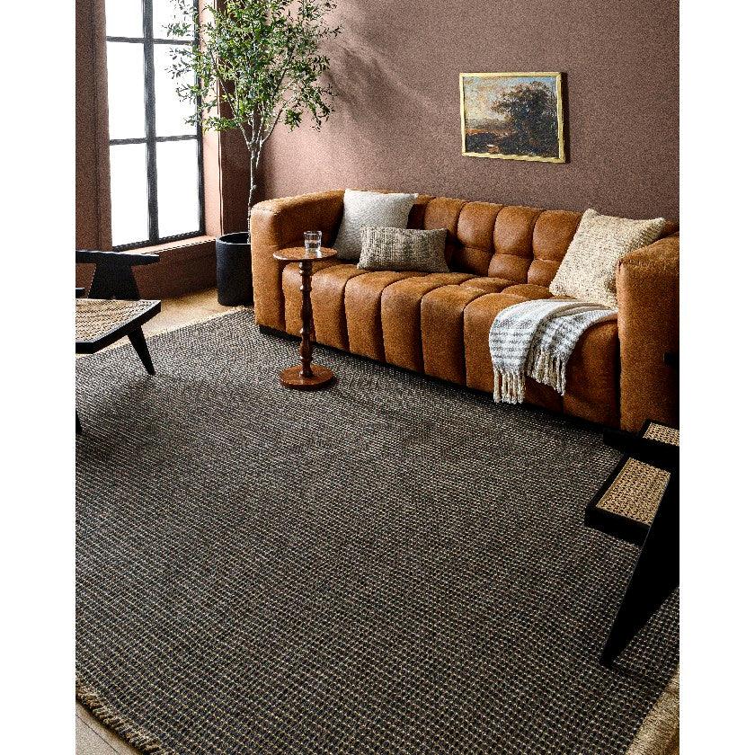 Hendy Solid and Border Charcoal Area Rug