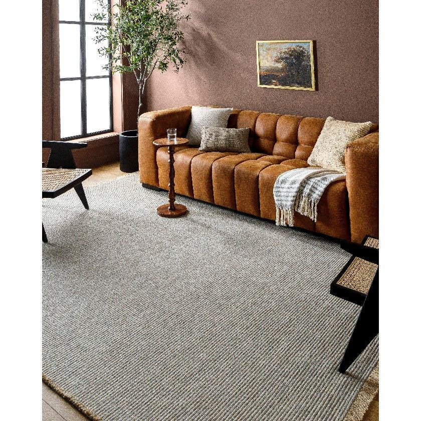 Hendy Solid and Border Gray Area Rug